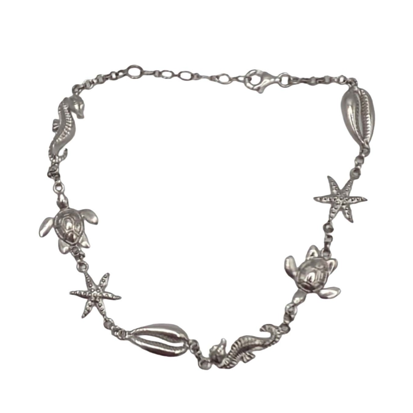 Sterling Silver Nautical Charm Link Anklet