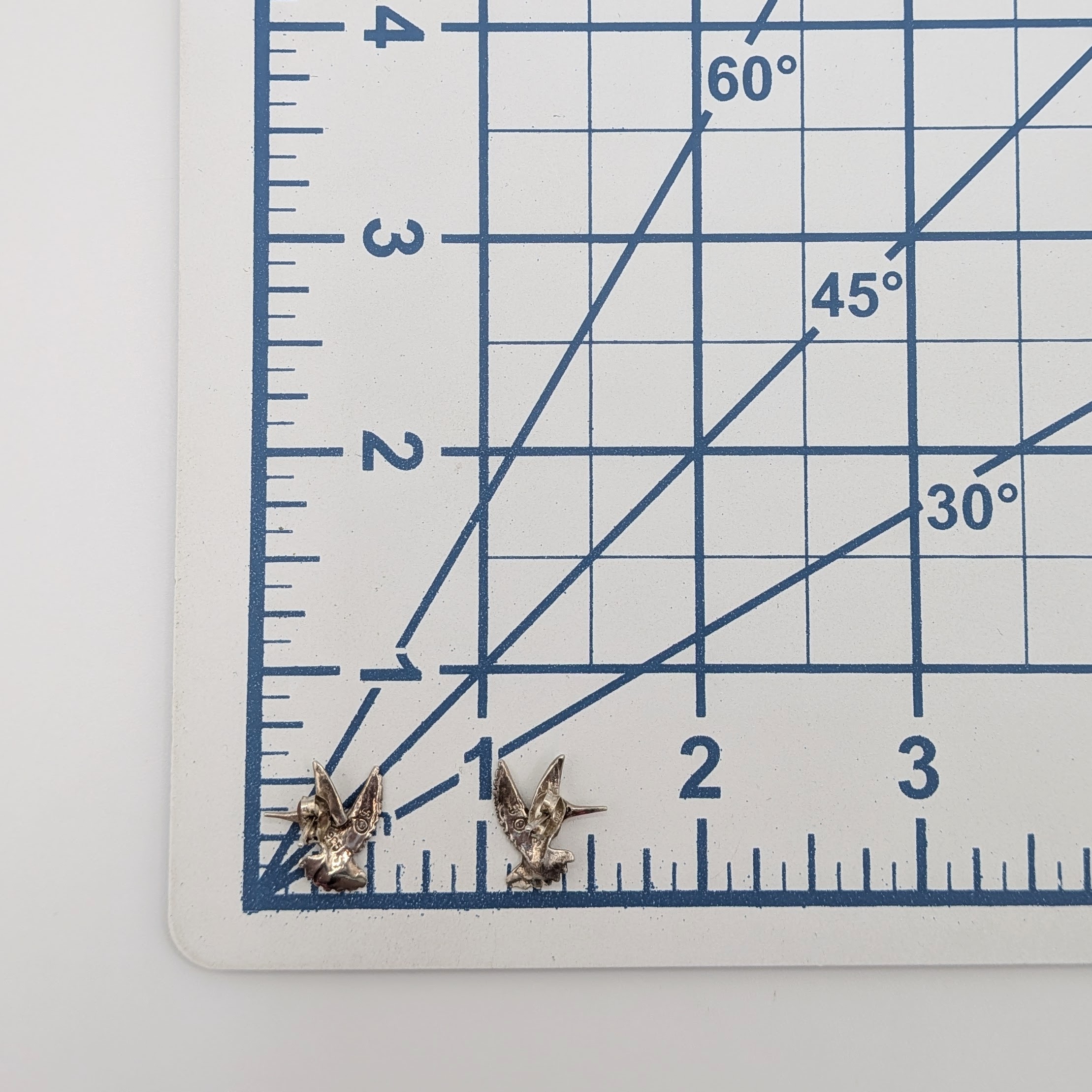 Signed Sterling Silver Hummingbird Stud Earrings