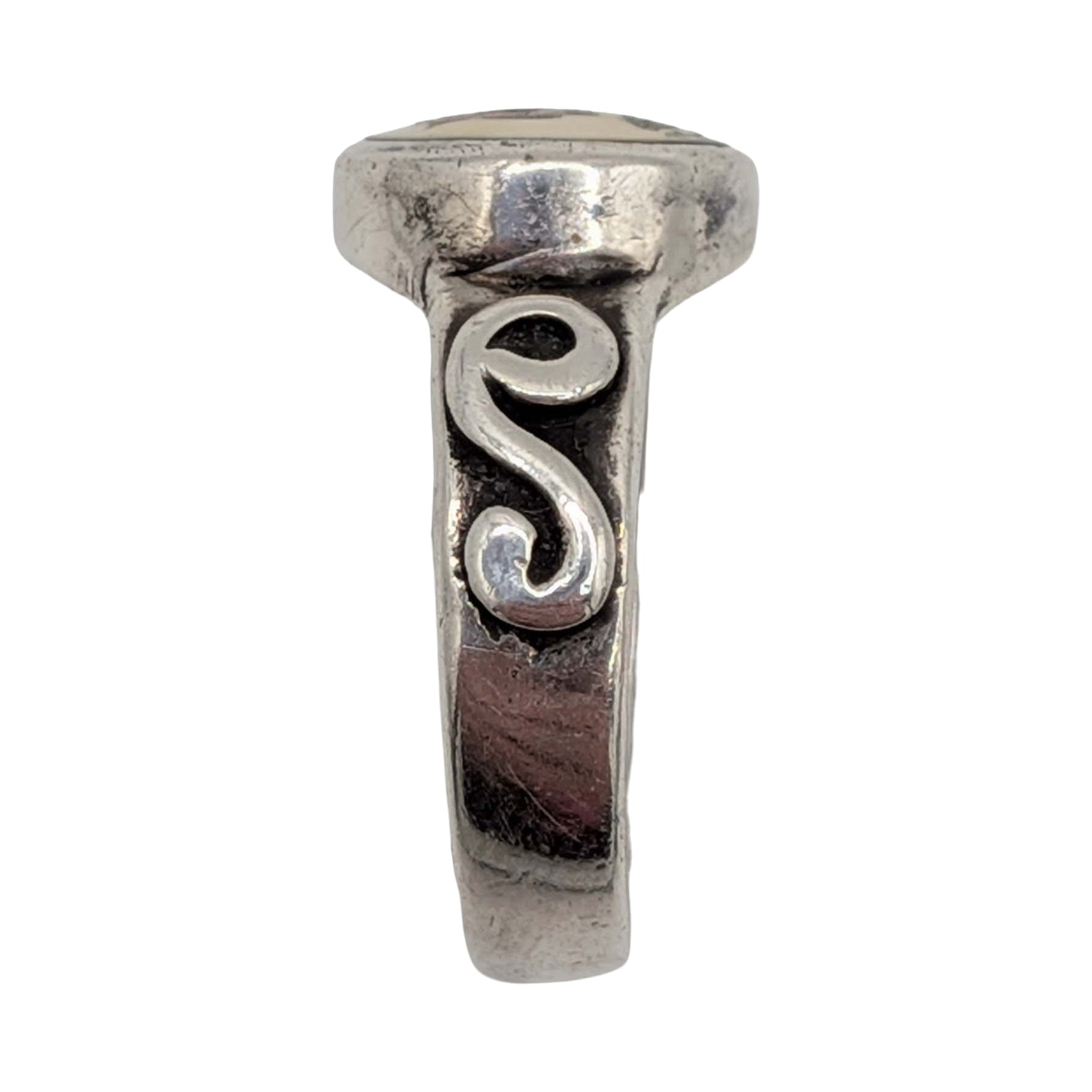 Signed Sterling Silver Rose Scroll Ring Size 6.5