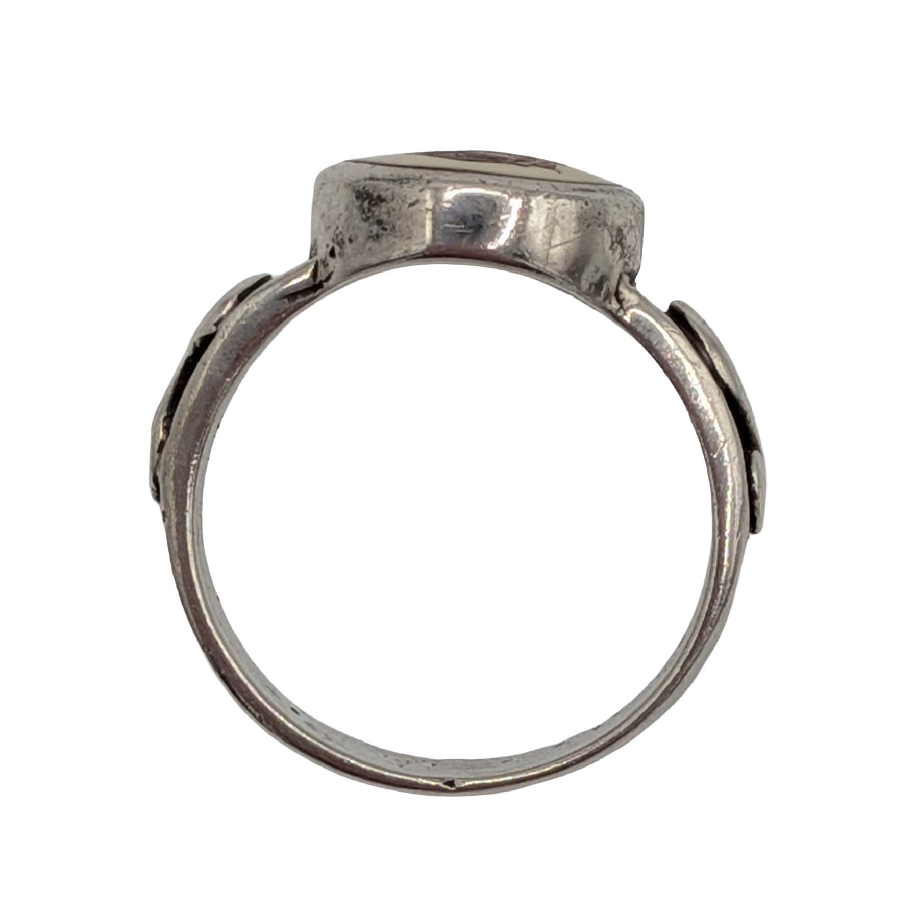 Signed Sterling Silver Rose Scroll Ring Size 6.5