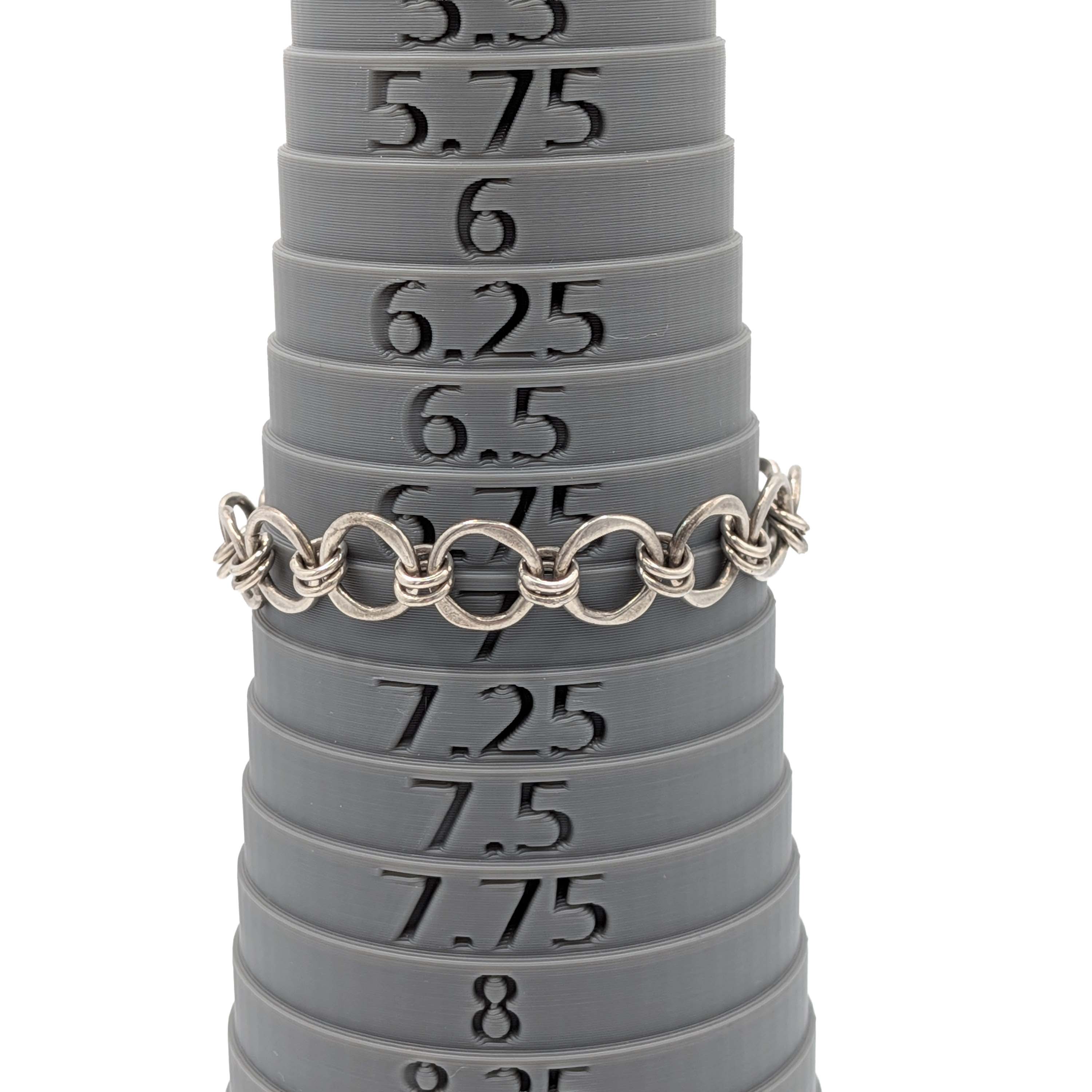 Signed Sterling Silver Forged Double Link Bracelet