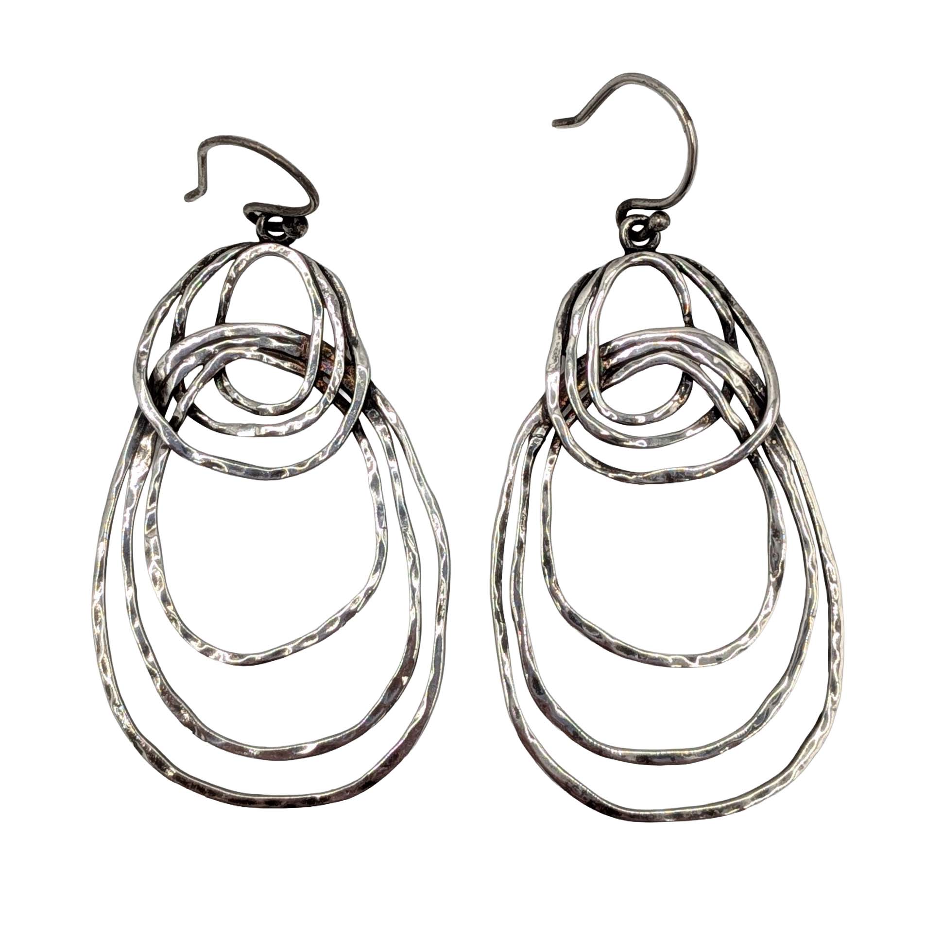 Sterling Silver Texture Intertwined Hoops Drop Earrings