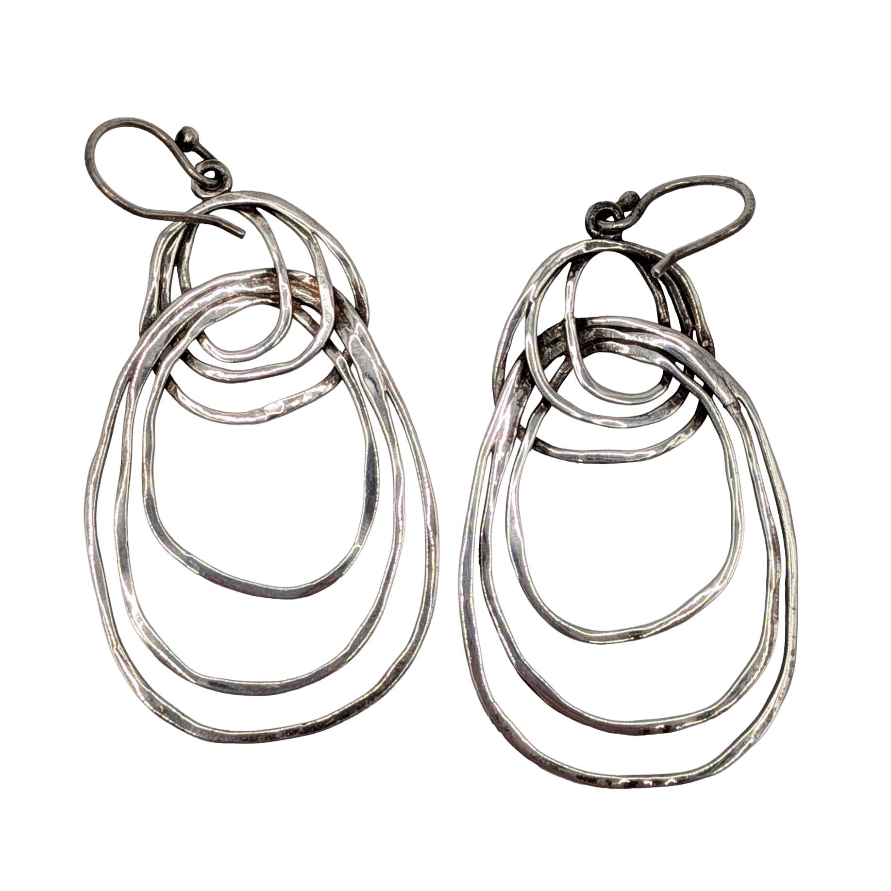 Sterling Silver Texture Intertwined Hoops Drop Earrings