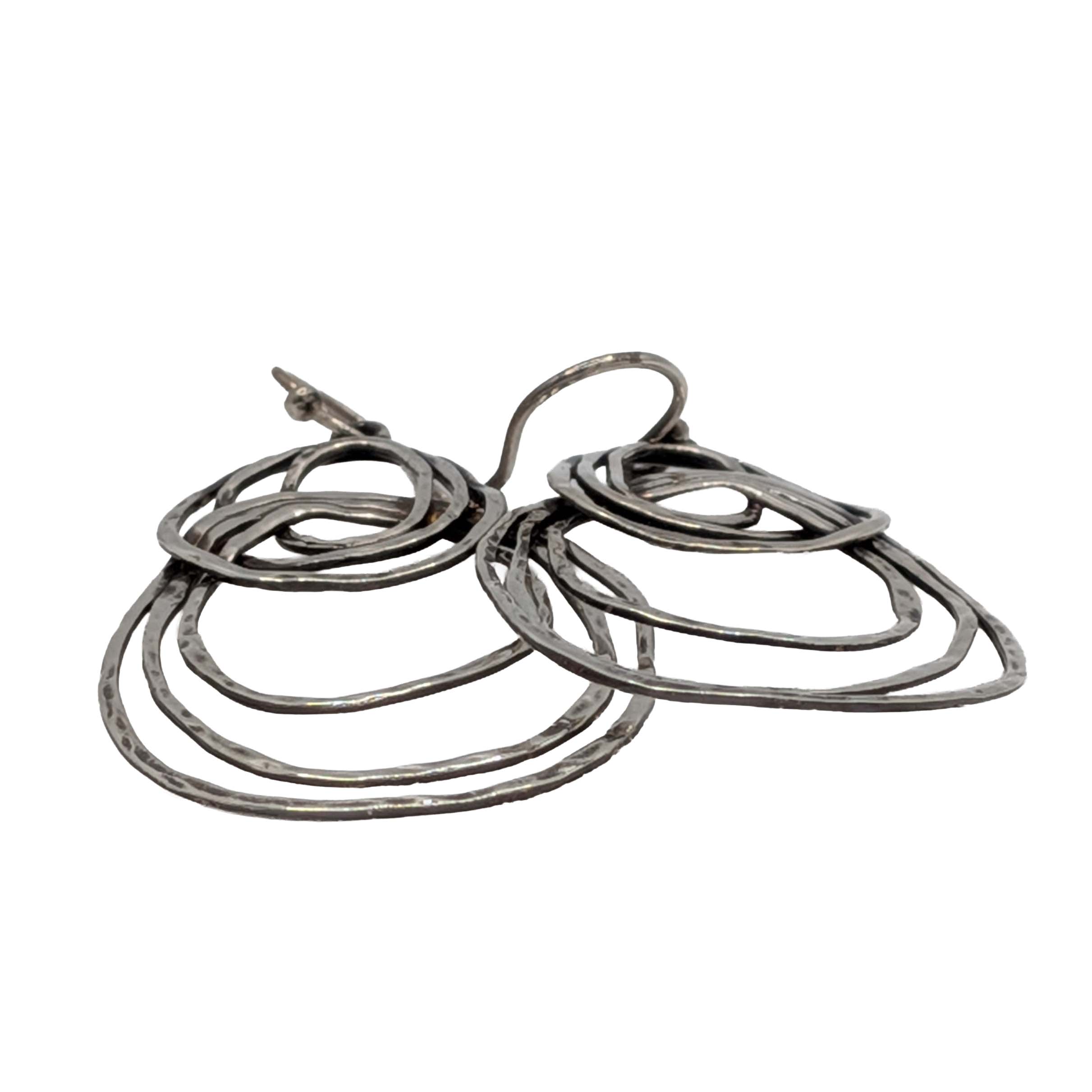 Sterling Silver Texture Intertwined Hoops Drop Earrings