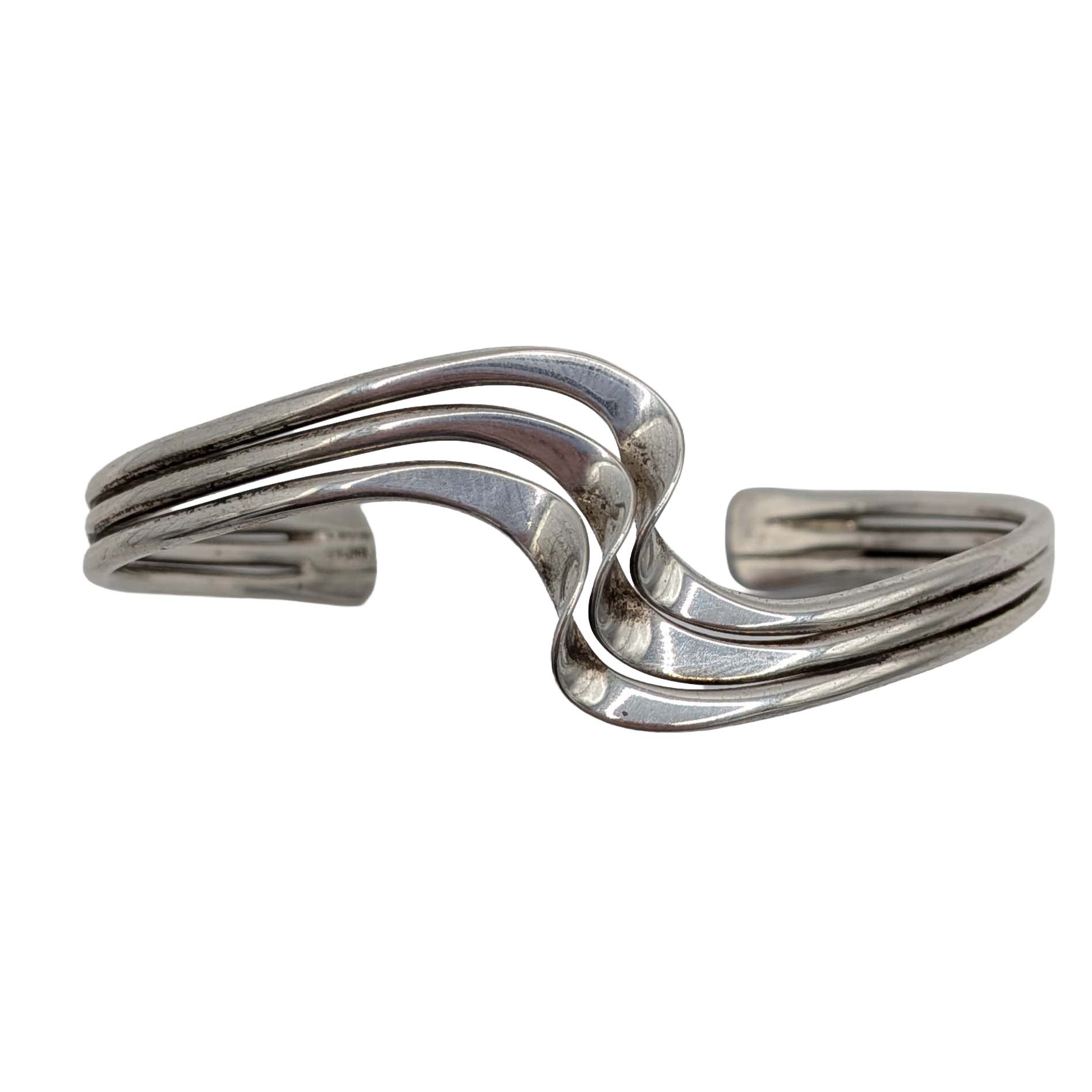 Sterling Silver Triple Wave Cuff Bracelet