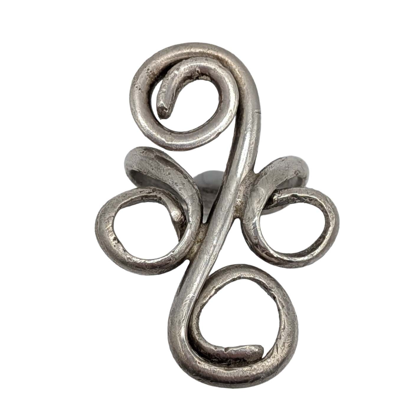 Handmade Sterling Silver Scroll Ring Size 8