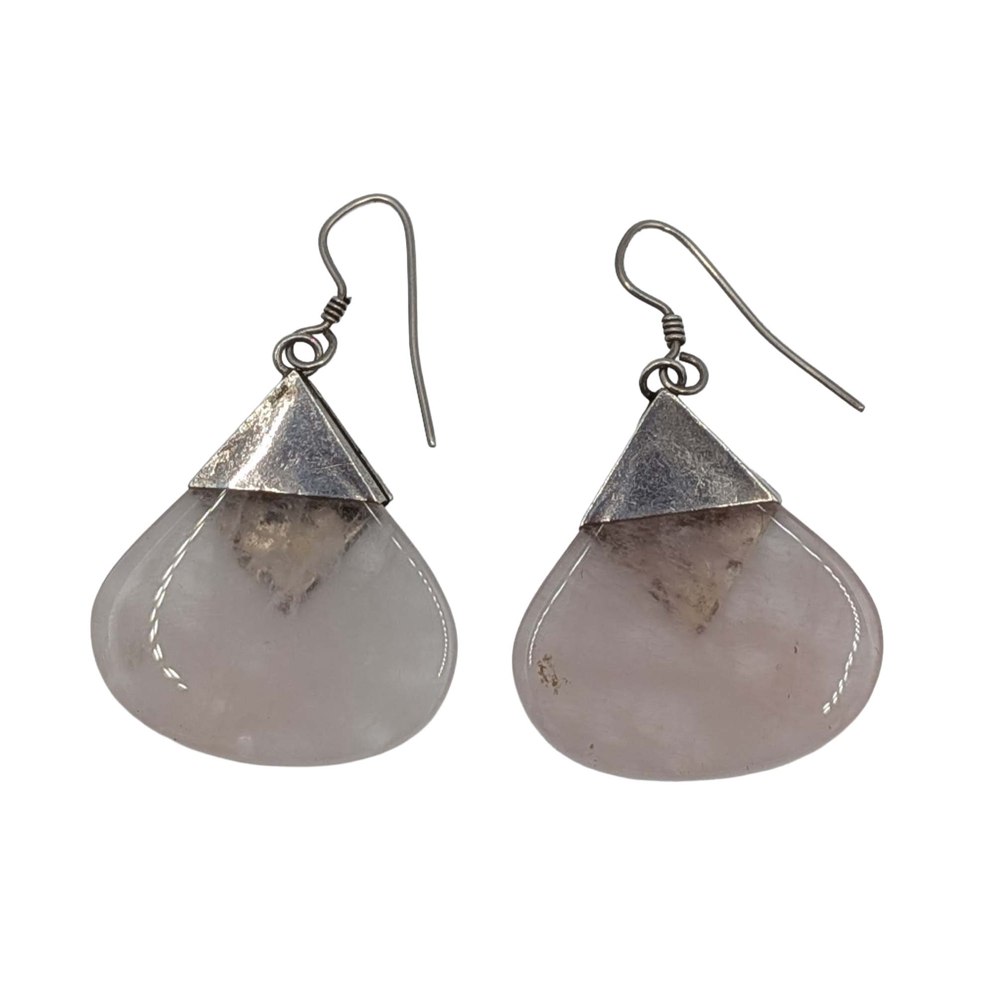 Sterling Silver Rose Quartz Teardrop Earrings