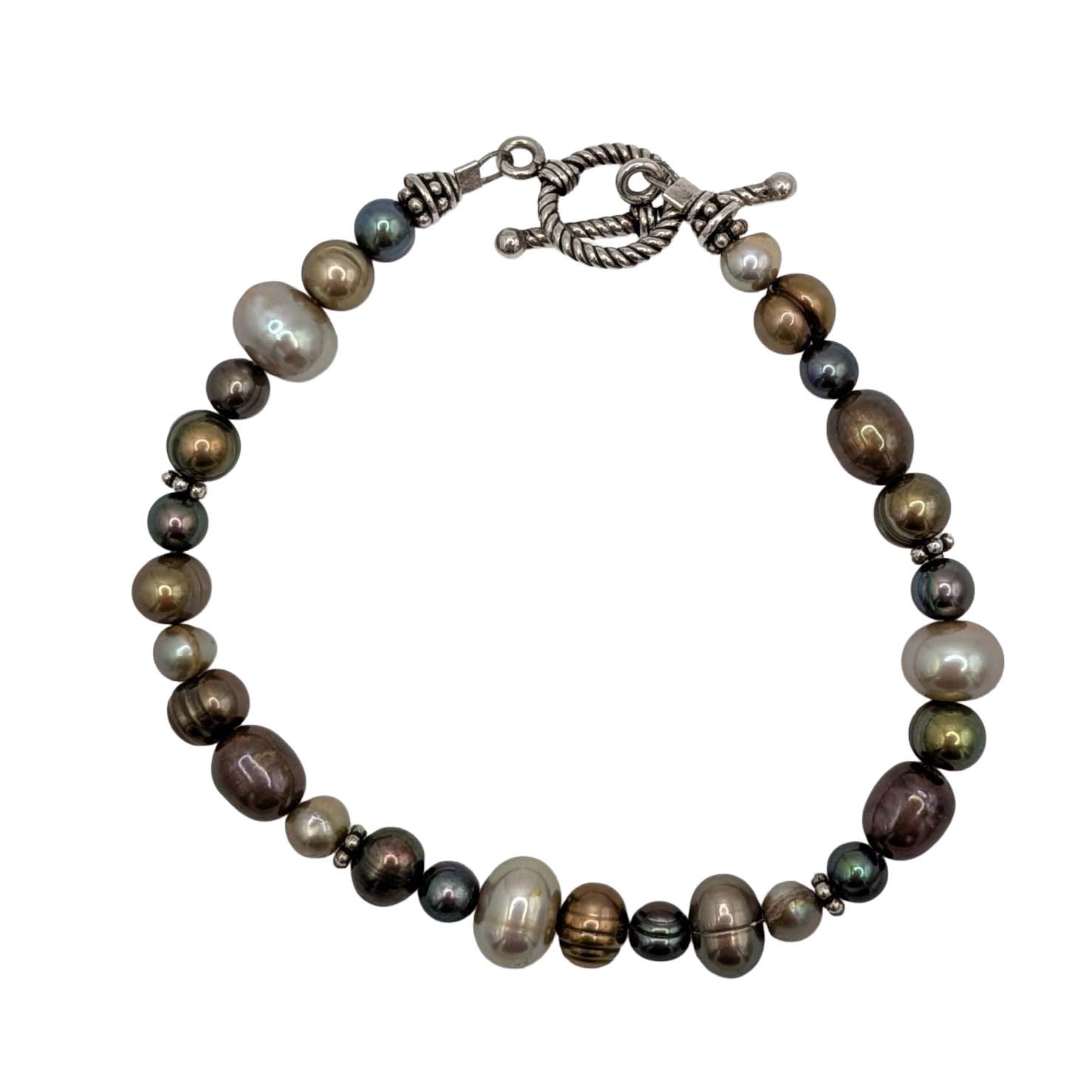 Sterling Silver Multi Colored Pearl Bracelet