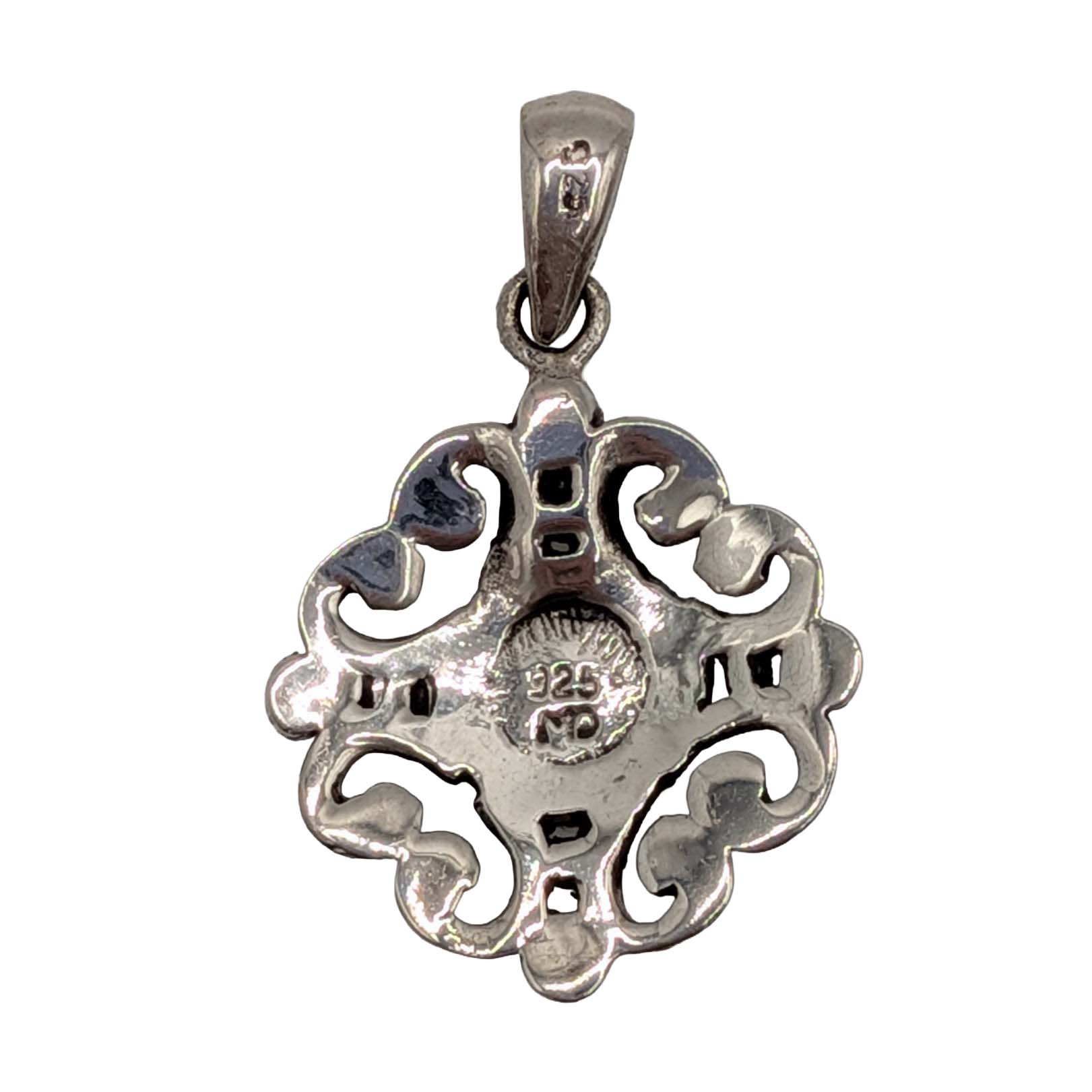 Murray Chuven Sterling Silver Onyx Open Scrollwork Pendant
