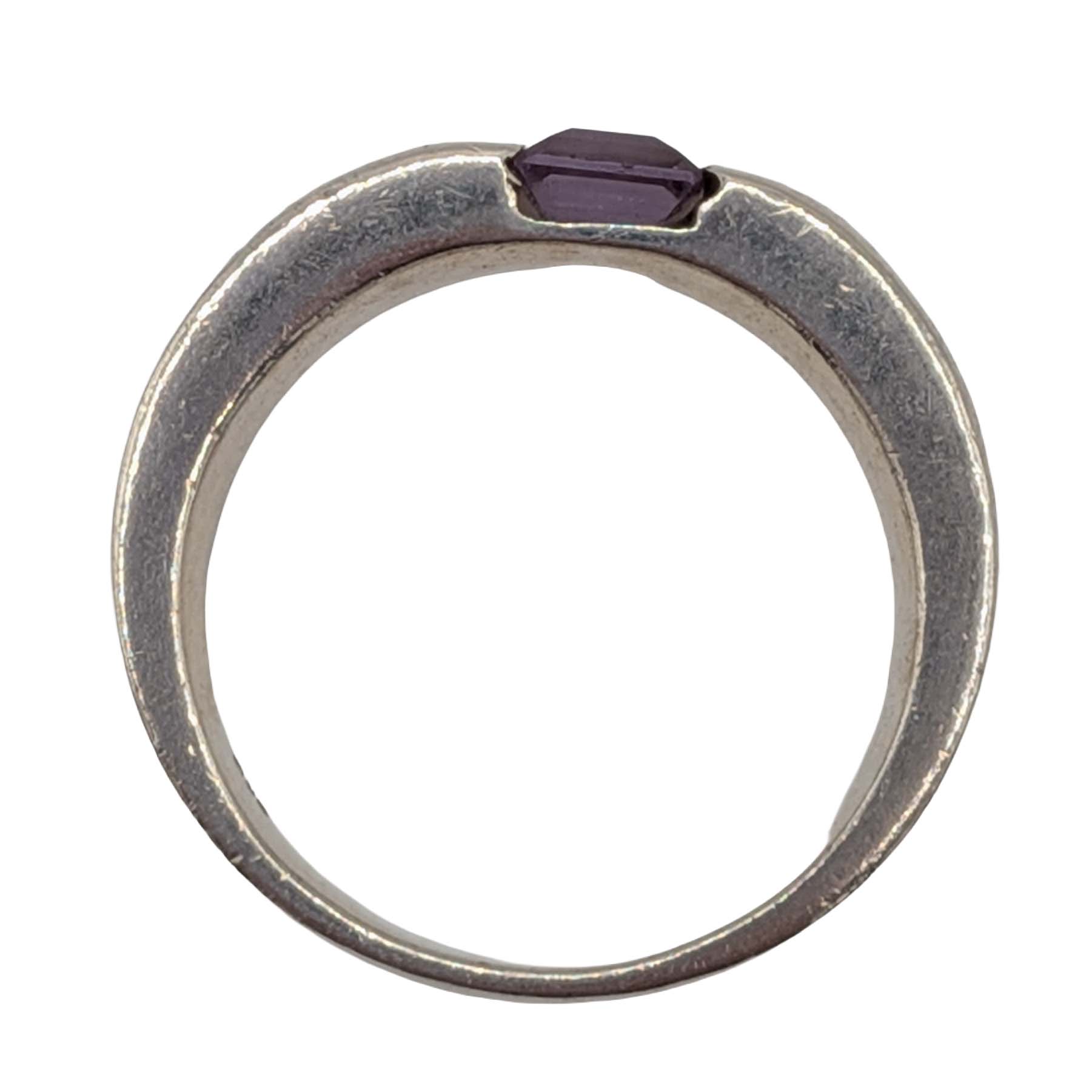 Sterling Silver Amethyst Invisible Set Band Ring Size 7.25