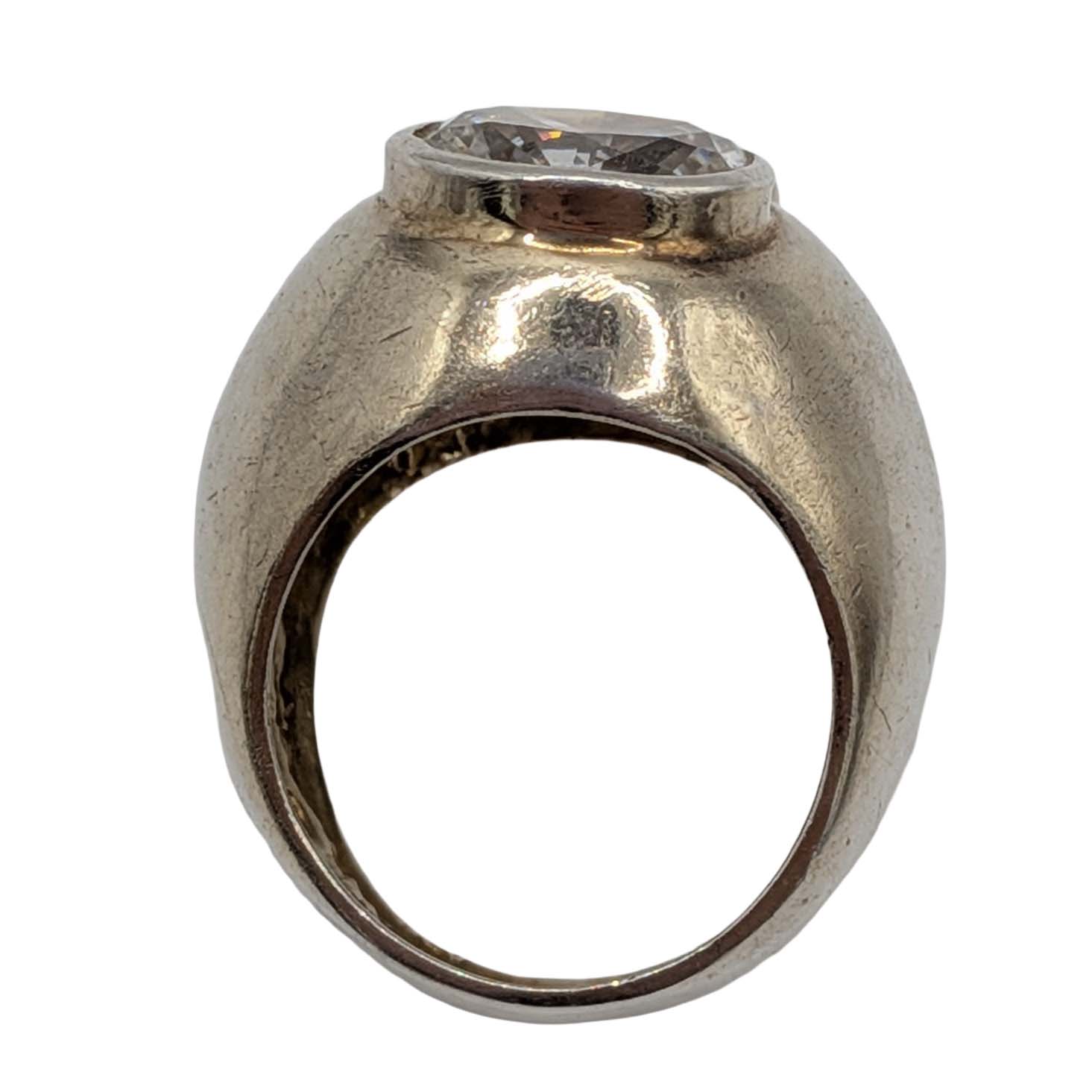 Signed Sterling Silver CZ Double Stone Dome Ring Size 5.75