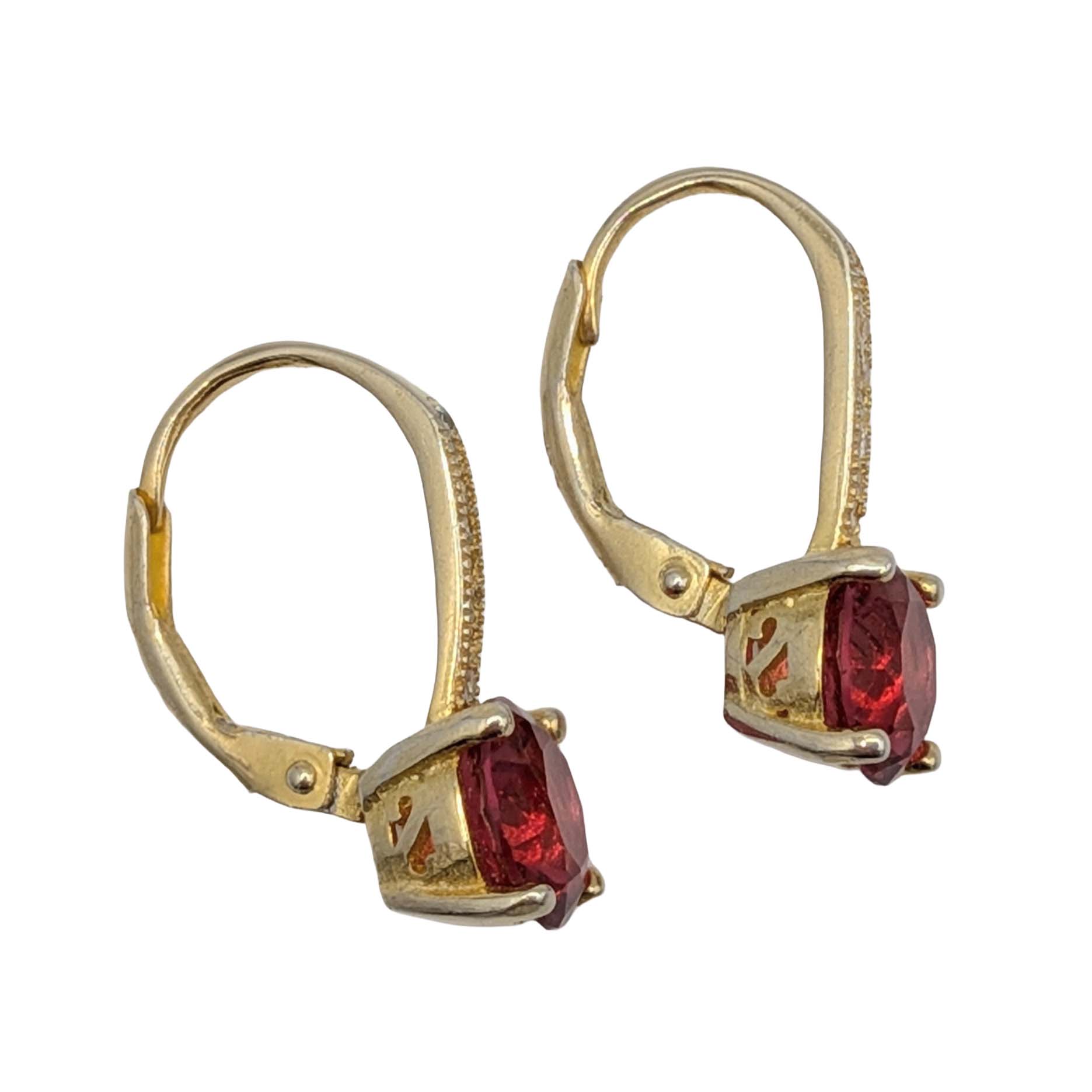 Gold Over Sterling Silver Rhinestone Round Cut Drop Earrings