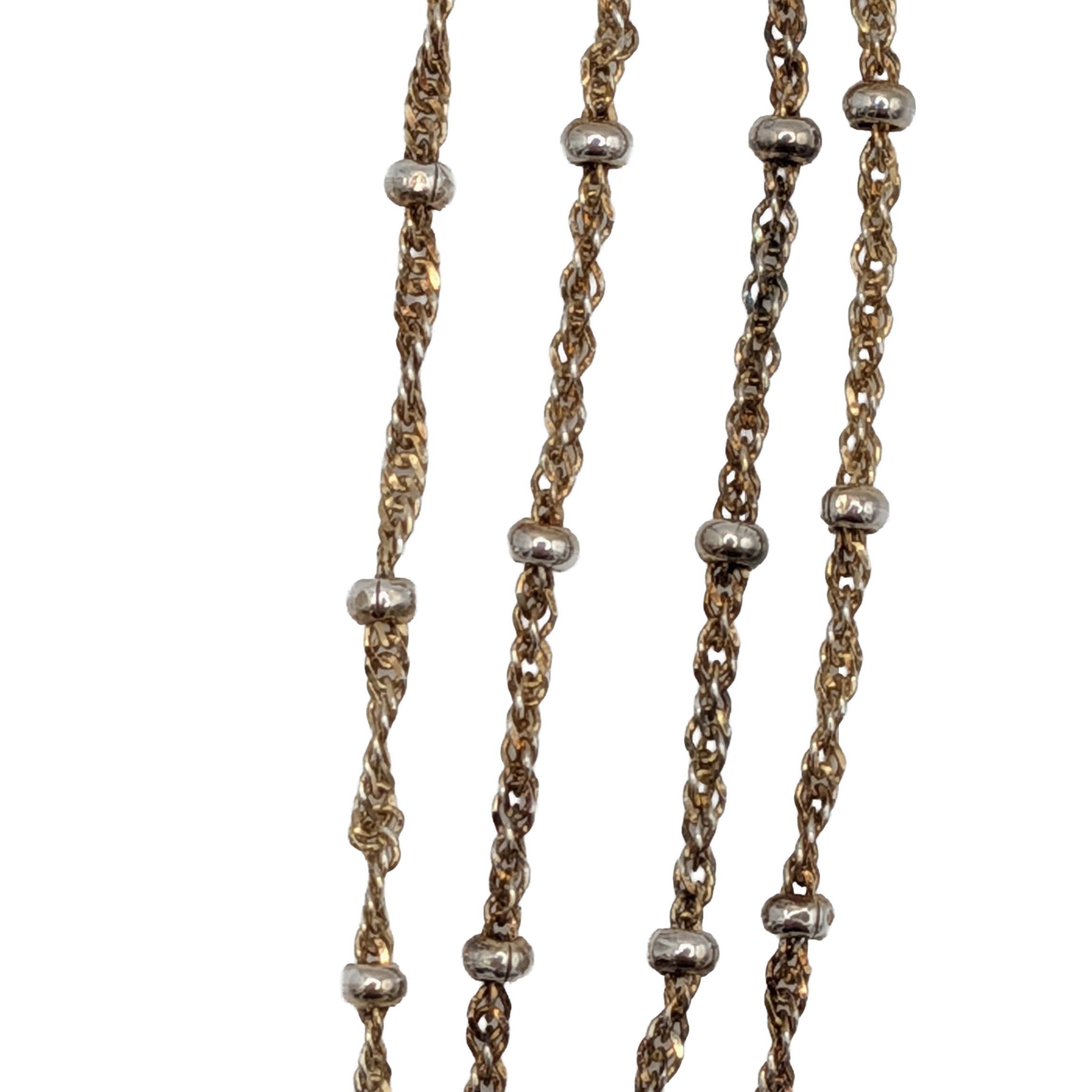 Signed Italy Gold Over Sterling Silver Beaded Rope Chain Necklace