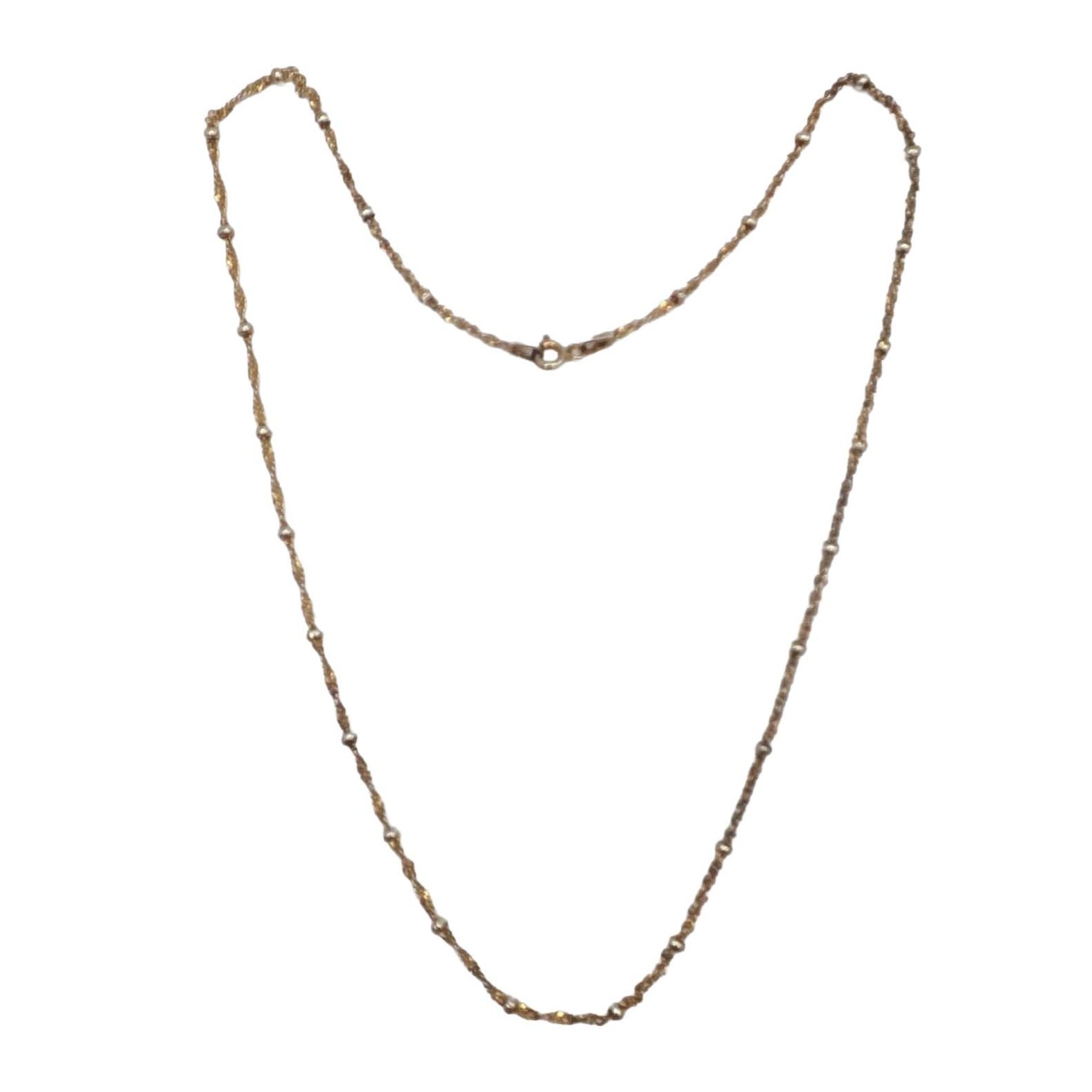 Signed Italy Gold Over Sterling Silver Beaded Rope Chain Necklace