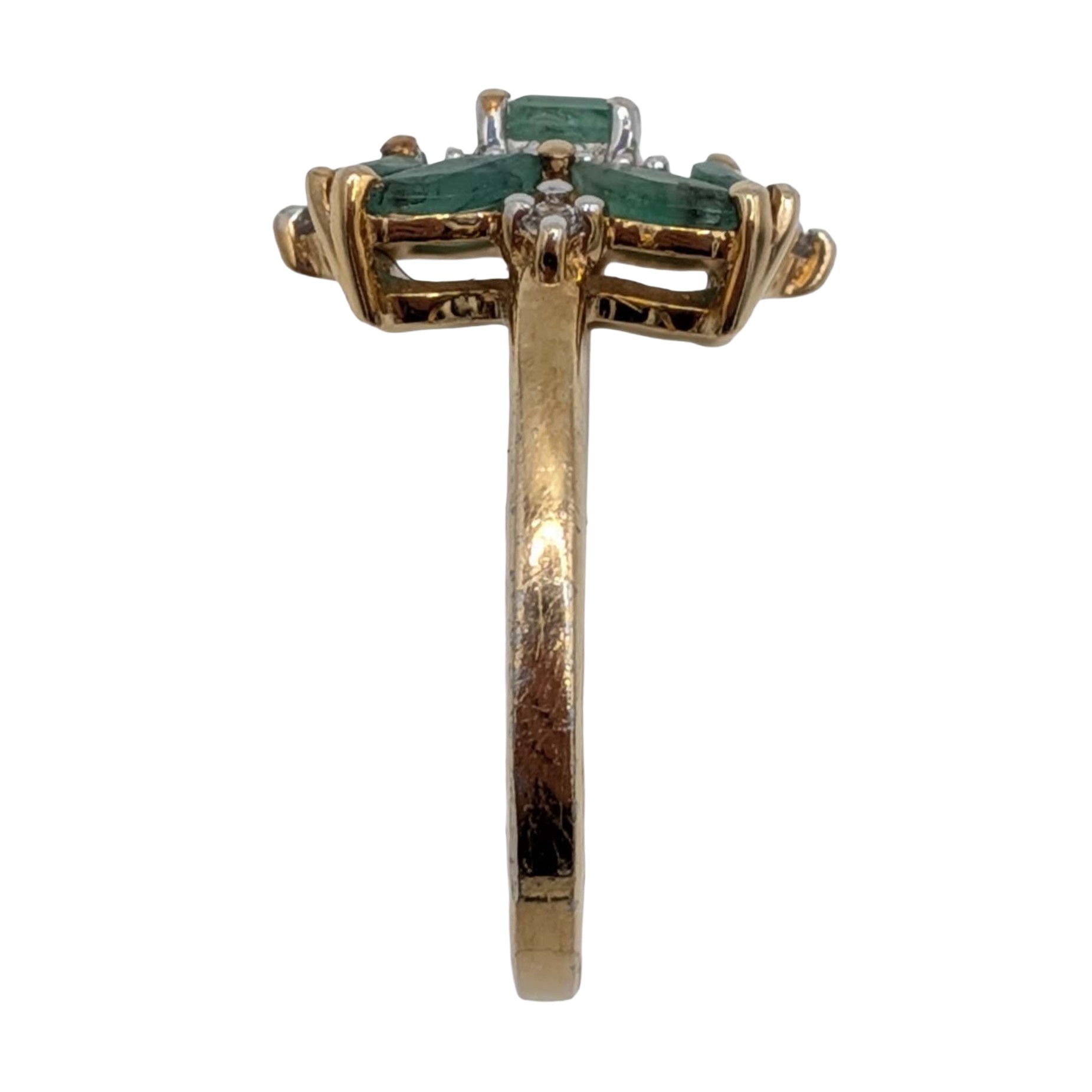 Signed Gold Over Sterling Silver Emerald White Spinel Cross Ring Size 7