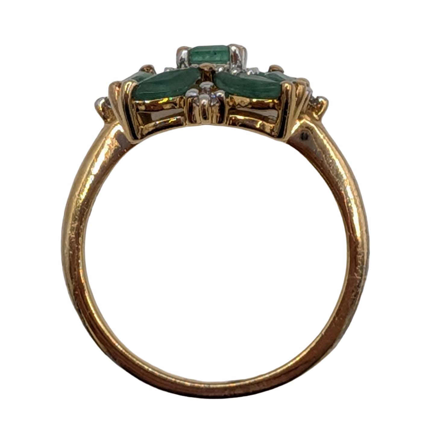 Signed Gold Over Sterling Silver Emerald White Spinel Cross Ring Size 7