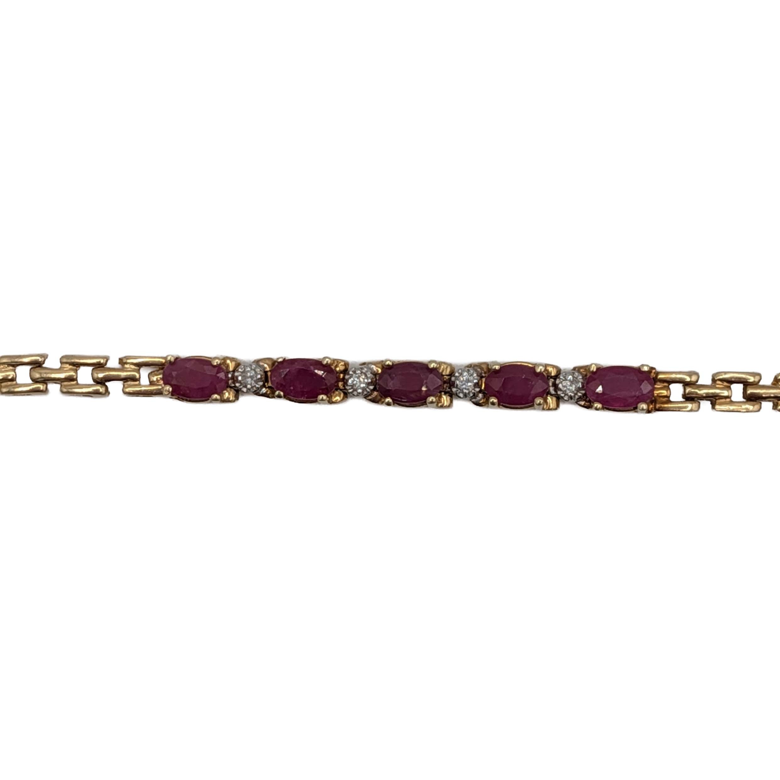 Gold Over Sterling Silver Ruby White Sapphire Bracelet