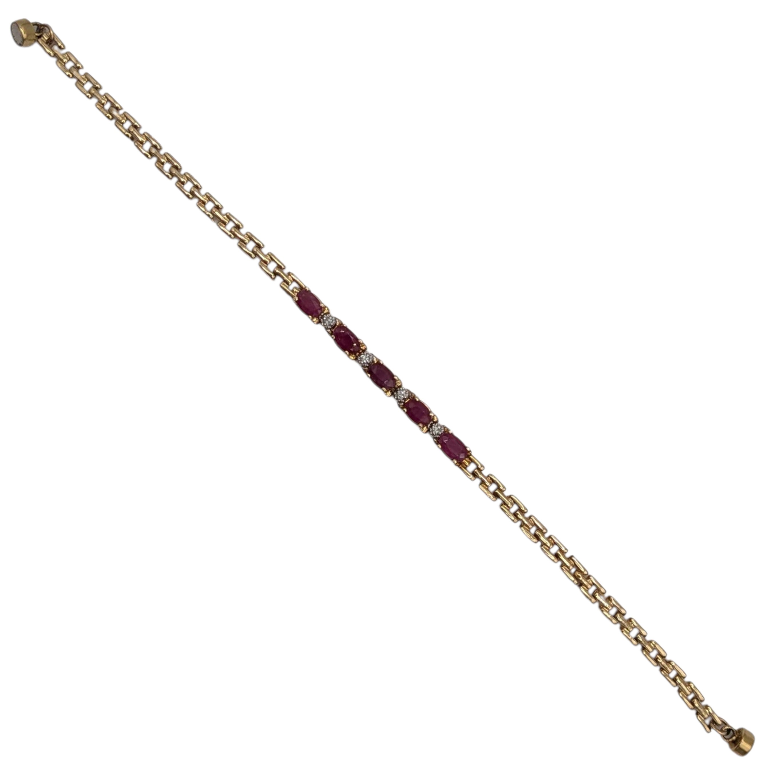 Gold Over Sterling Silver Ruby White Sapphire Bracelet