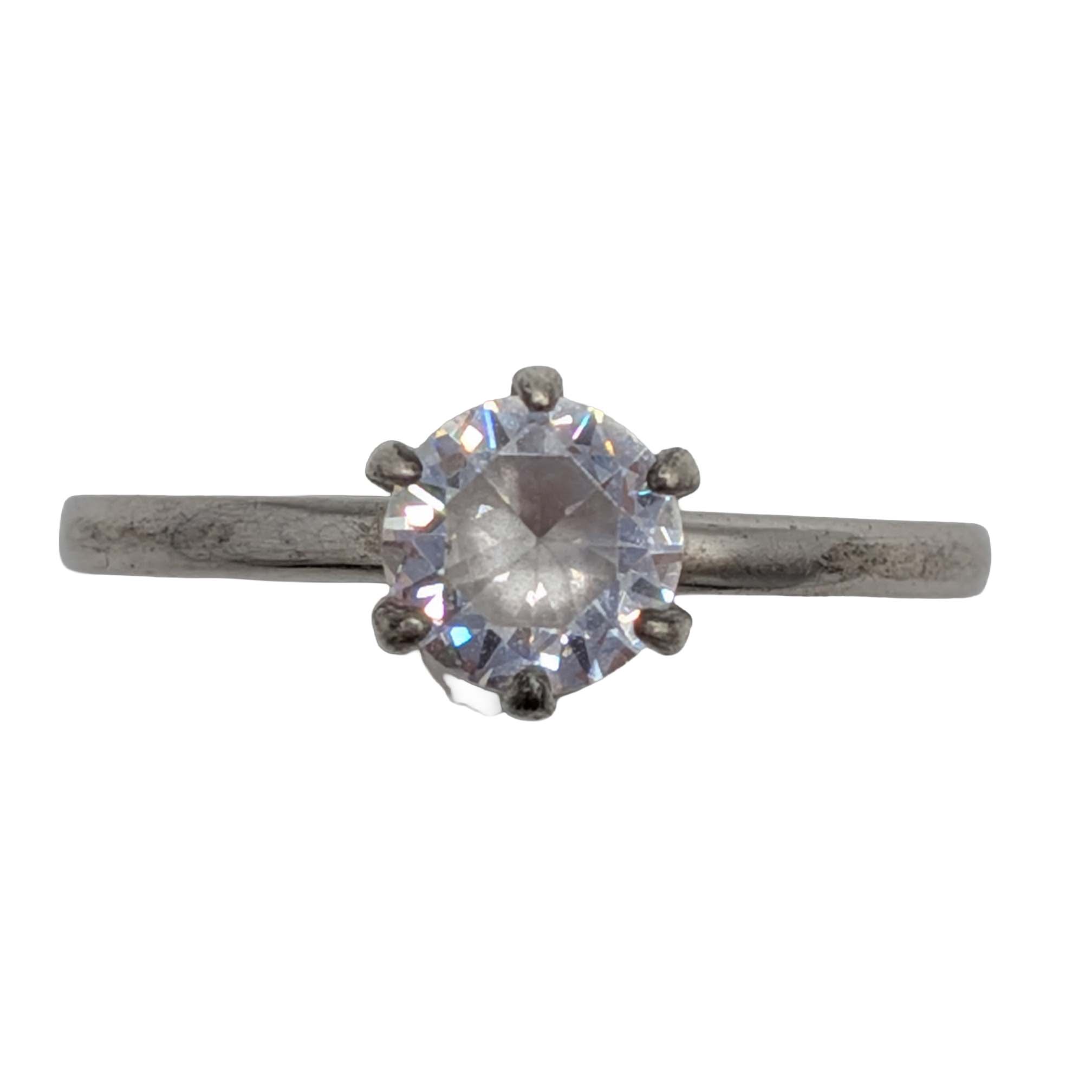 Sterling Silver CZ Solitaire Ring Size 9