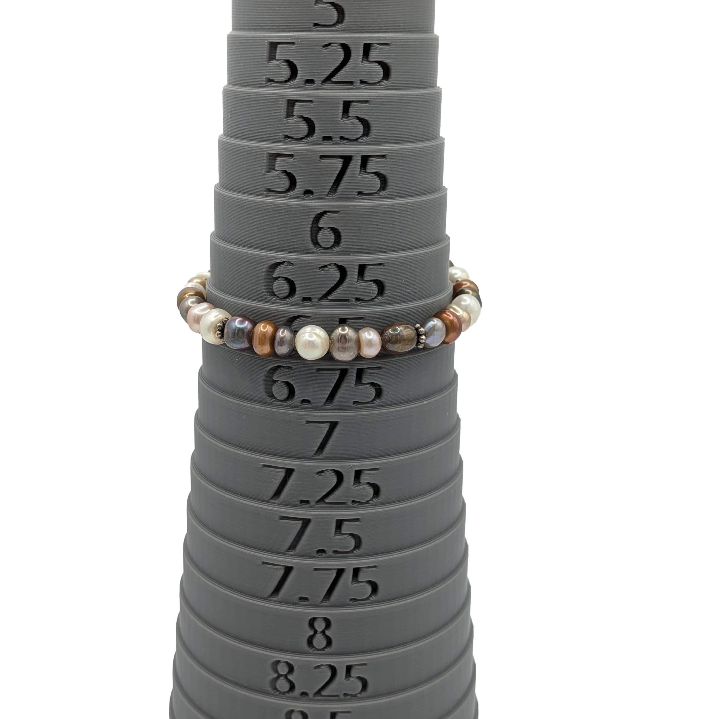 Sterling Silver Multi Colored Pearl Toggle Clasp Bracelet