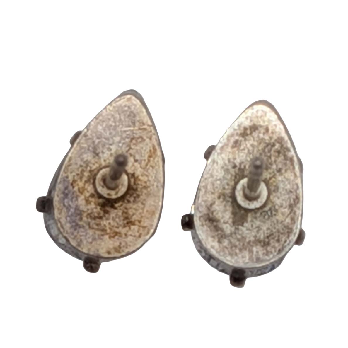 Signed Sterling Silver CZ Pear Cut Solitaire Stud Earrings