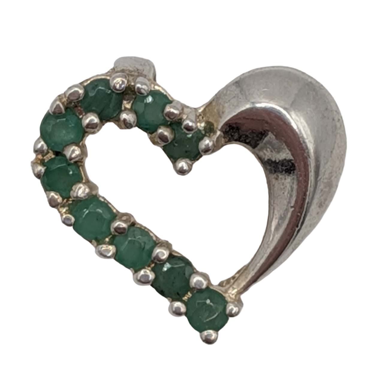 Ross Simons Sterling Silver Emerald Open Heart Slide Pendant