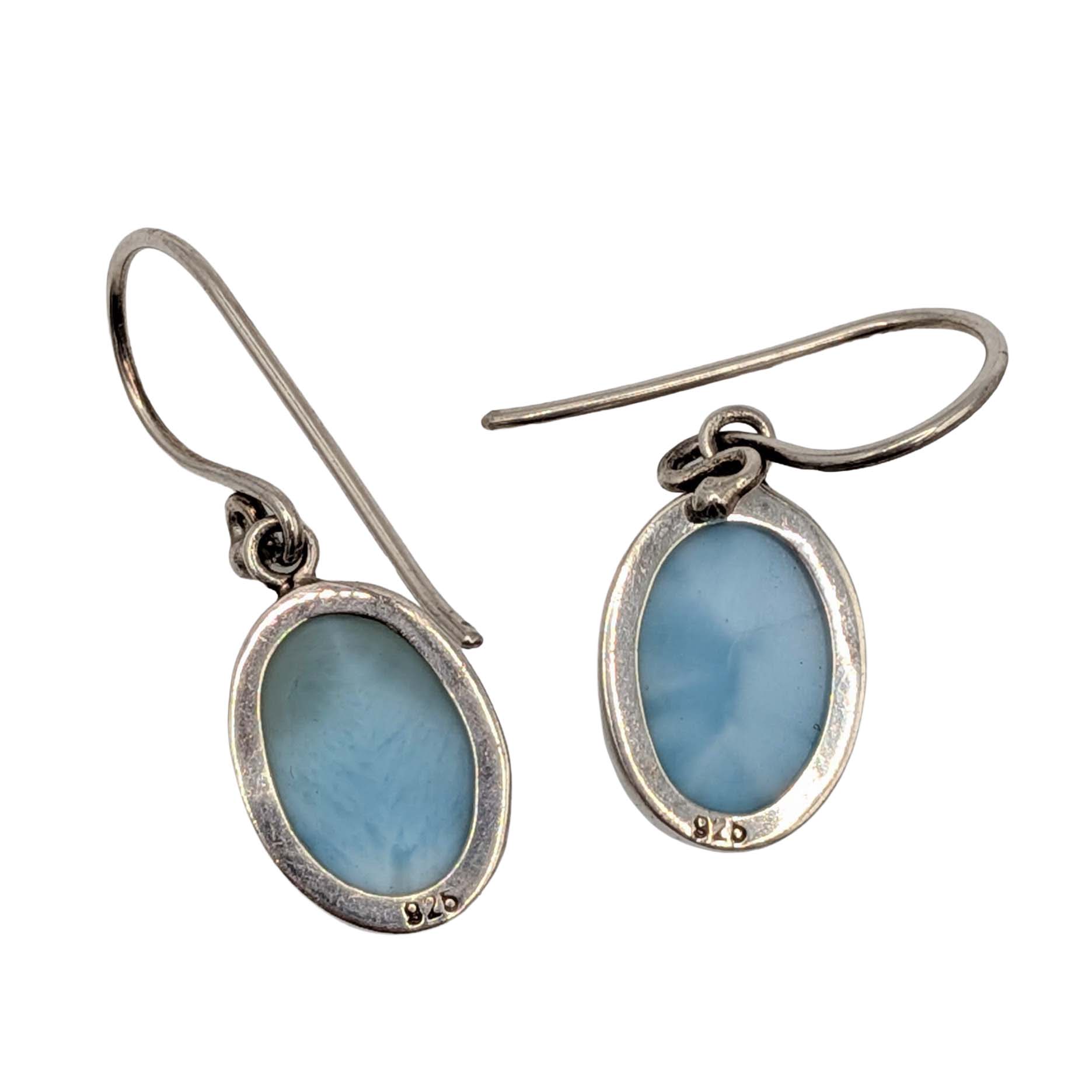 Sterling Silver Larimar Oval Dangle Earrings