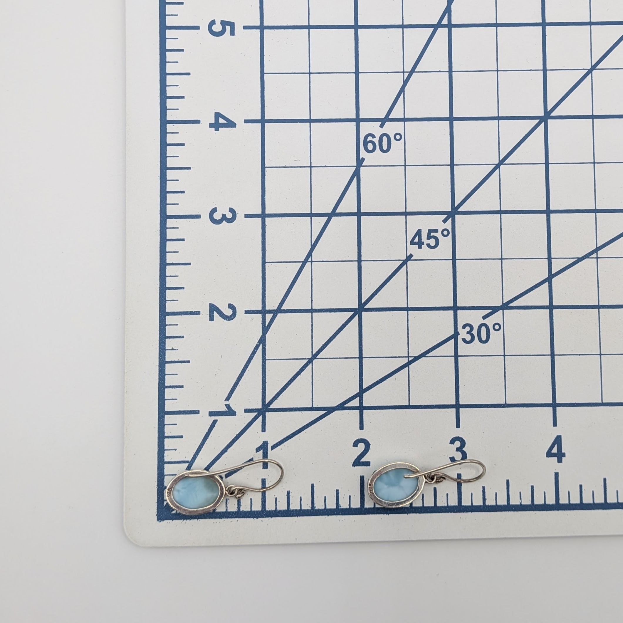 Sterling Silver Larimar Oval Dangle Earrings
