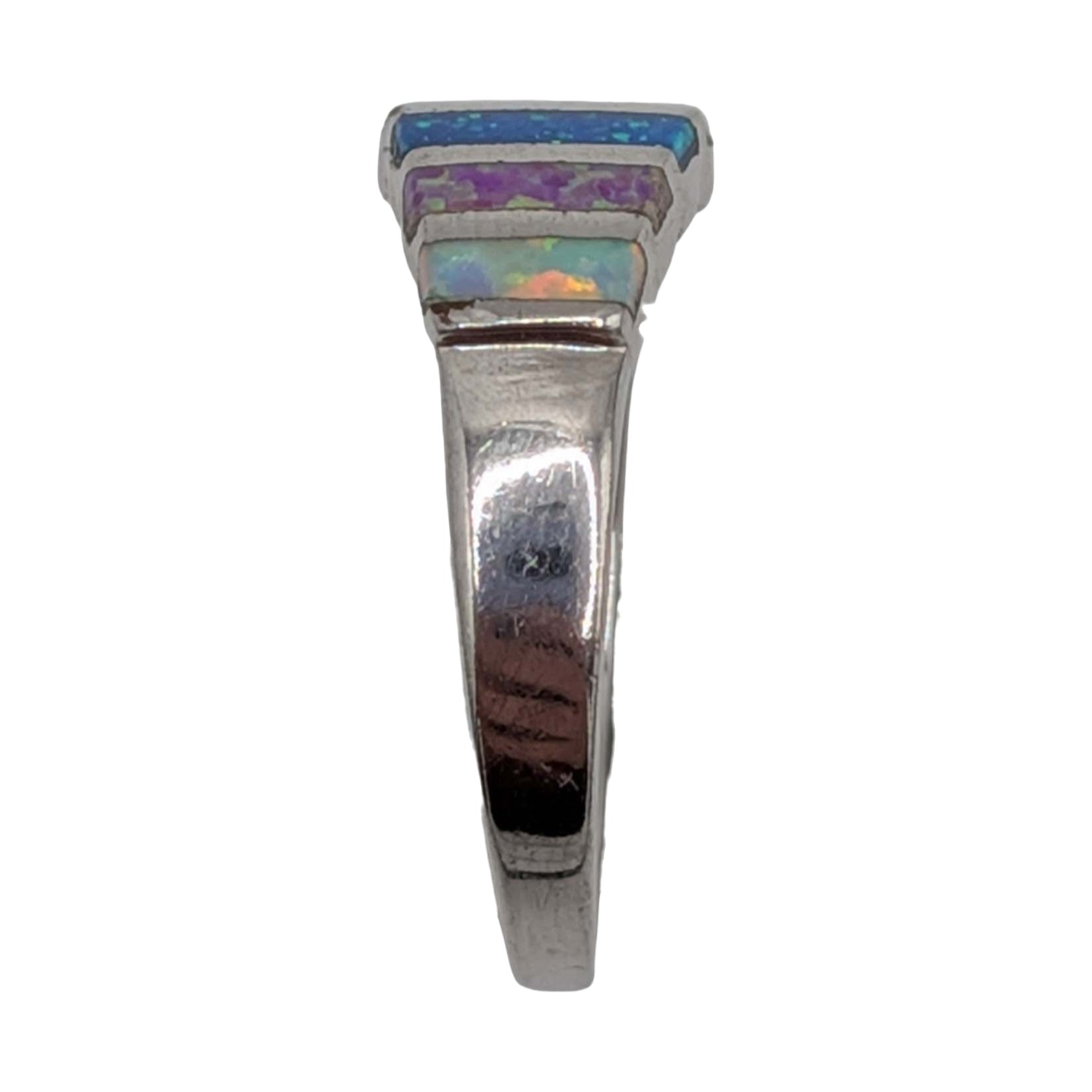 Sterling Silver Opal Inlay Ring Size 7