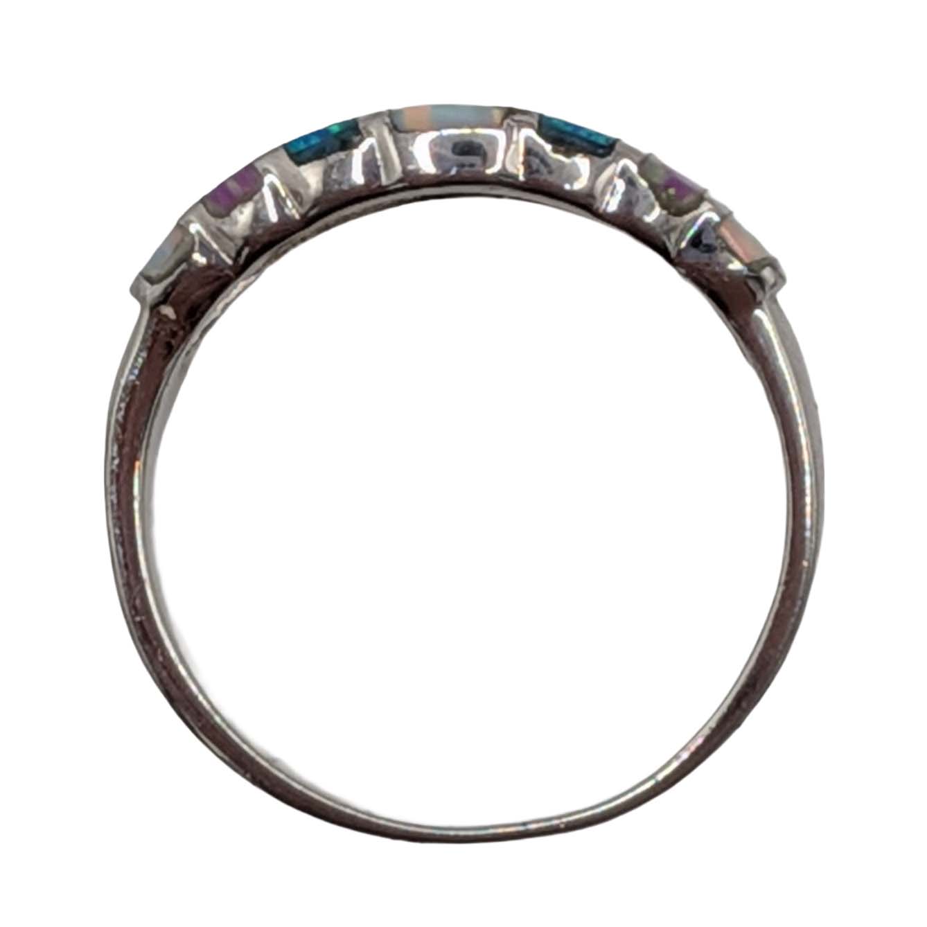 Sterling Silver Opal Inlay Ring Size 7