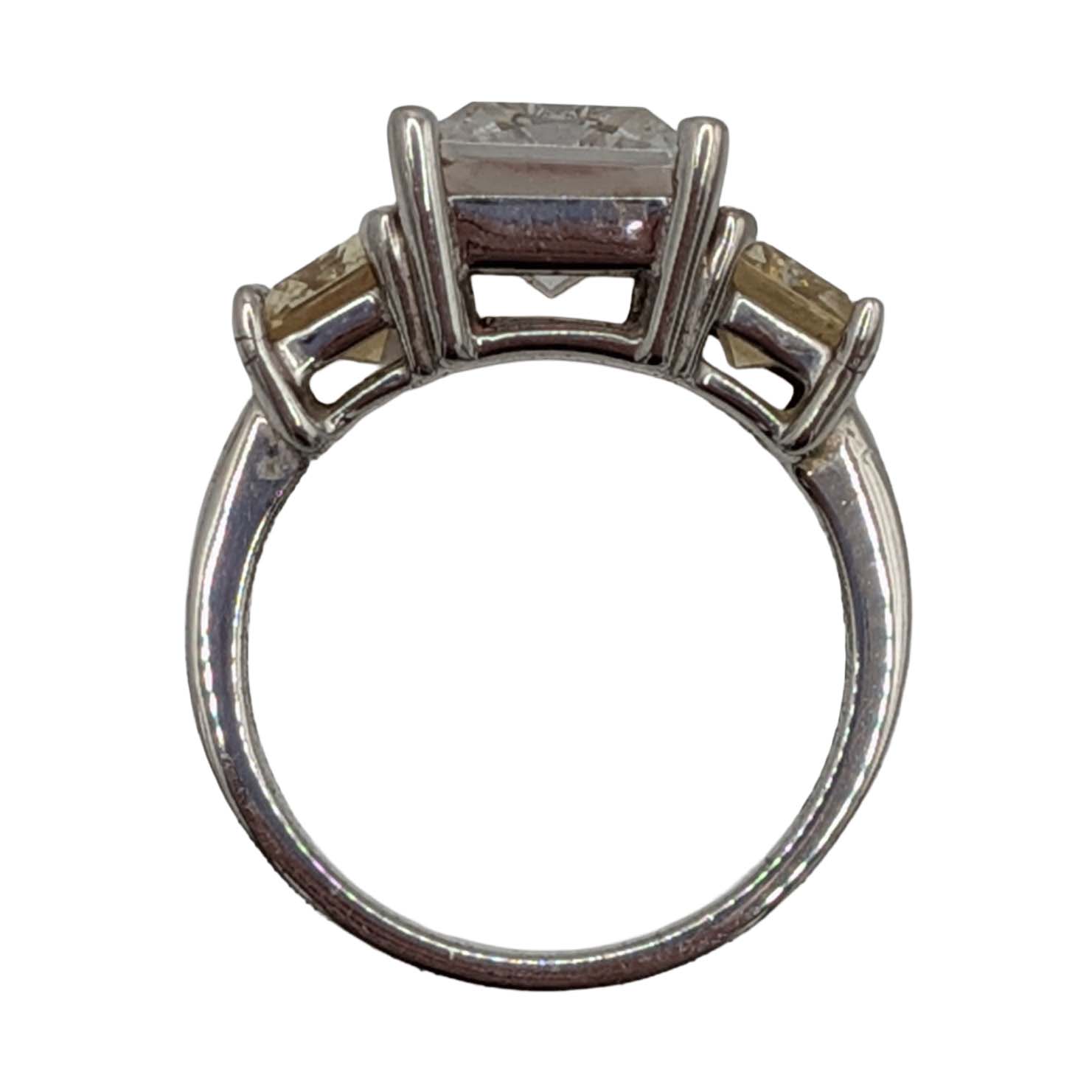 Signed Sterling Silver Rhinestone 3 Stone Emerald Cut Ring Size 5