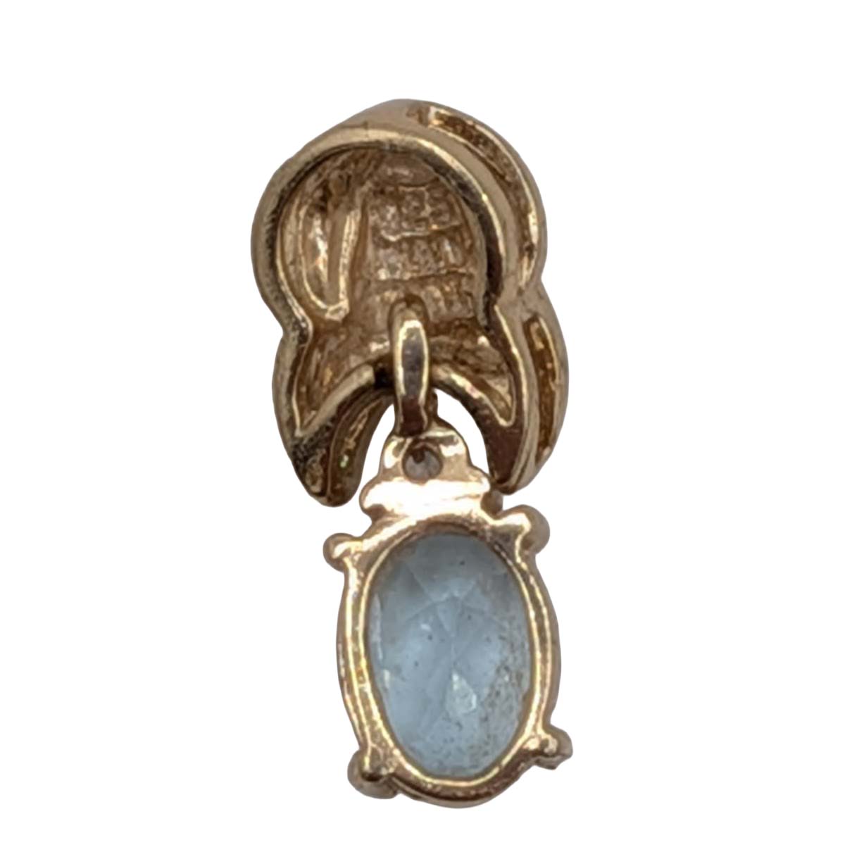 Signed Gold Over Sterling Silver Blue Topaz CZ Pendant