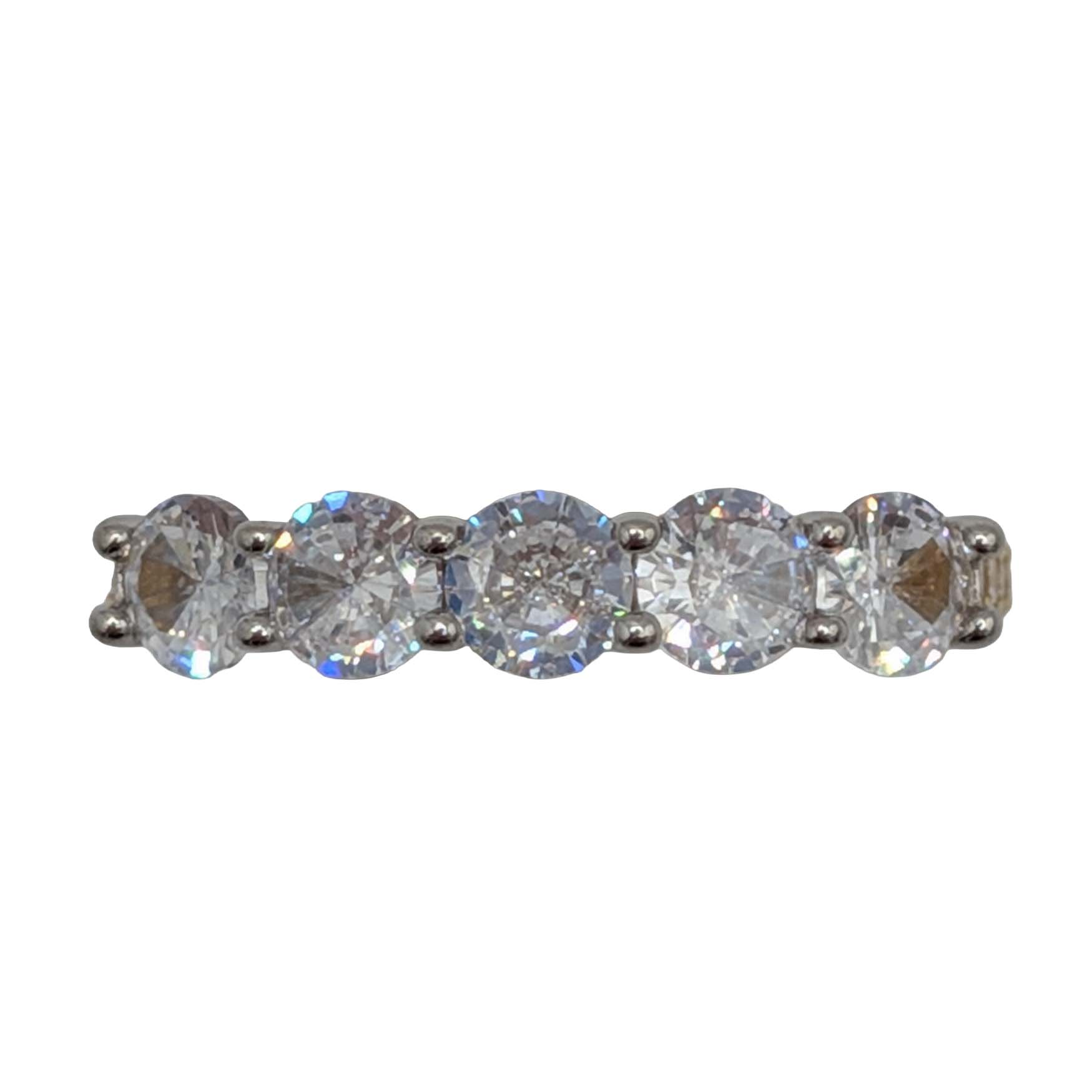 Gold Over Sterling Silver CZ Five Stone Ring Size 6
