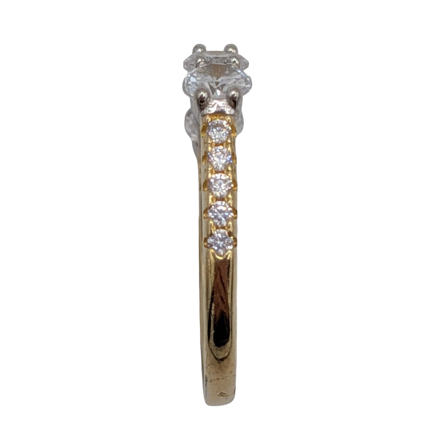 Gold Over Sterling Silver CZ Five Stone Ring Size 6