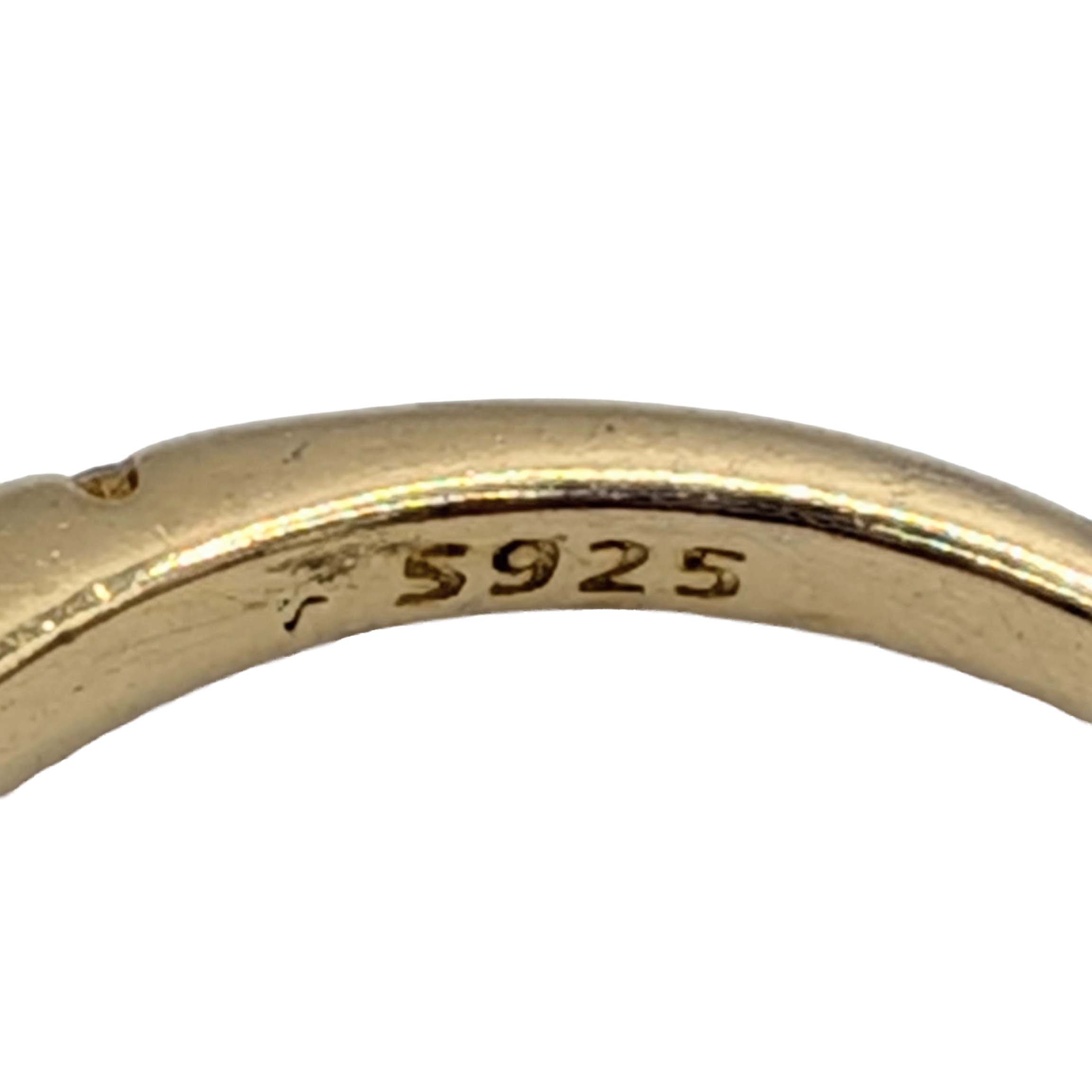 Gold Over Sterling Silver CZ Five Stone Ring Size 6