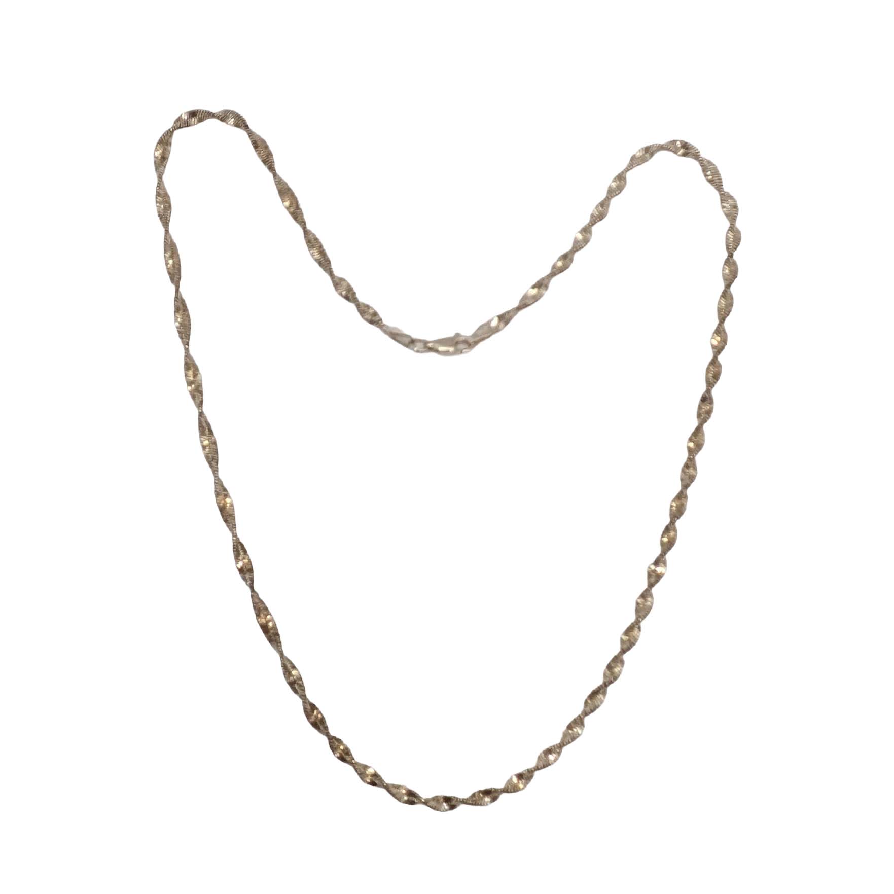 Signed Italy Sterling Silver Twisted Herringbone Chain Necklace