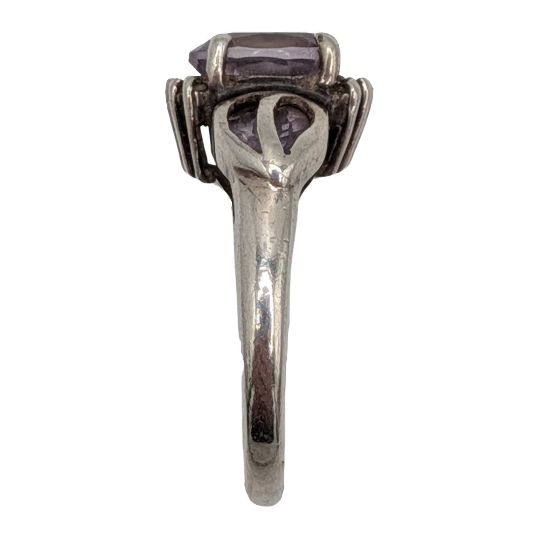 Signed Sterling Silver Oval Cut Amethyst Ring Size 6.75