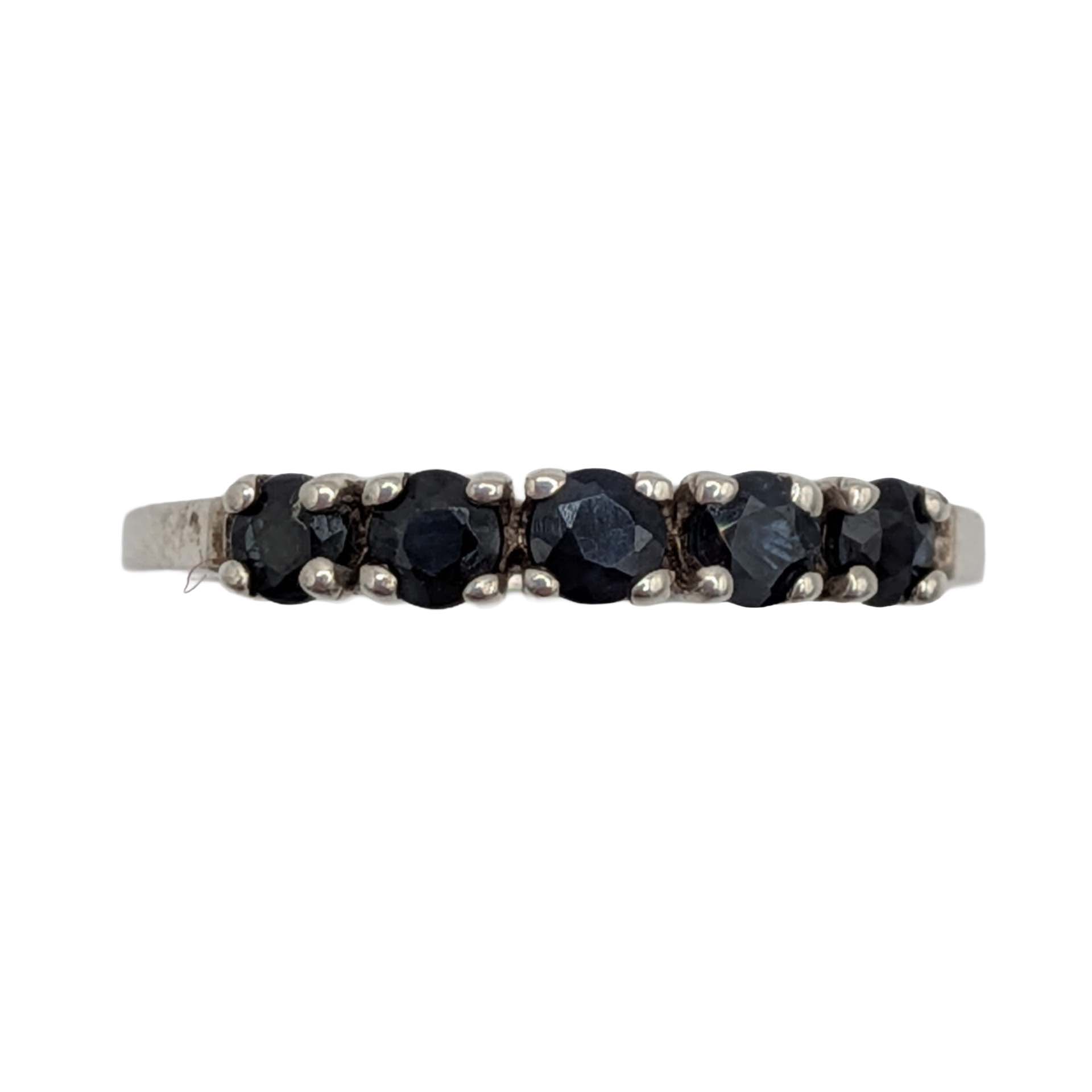 Signed Sterling Silver Sapphire 5 Stone Band Ring Size 7