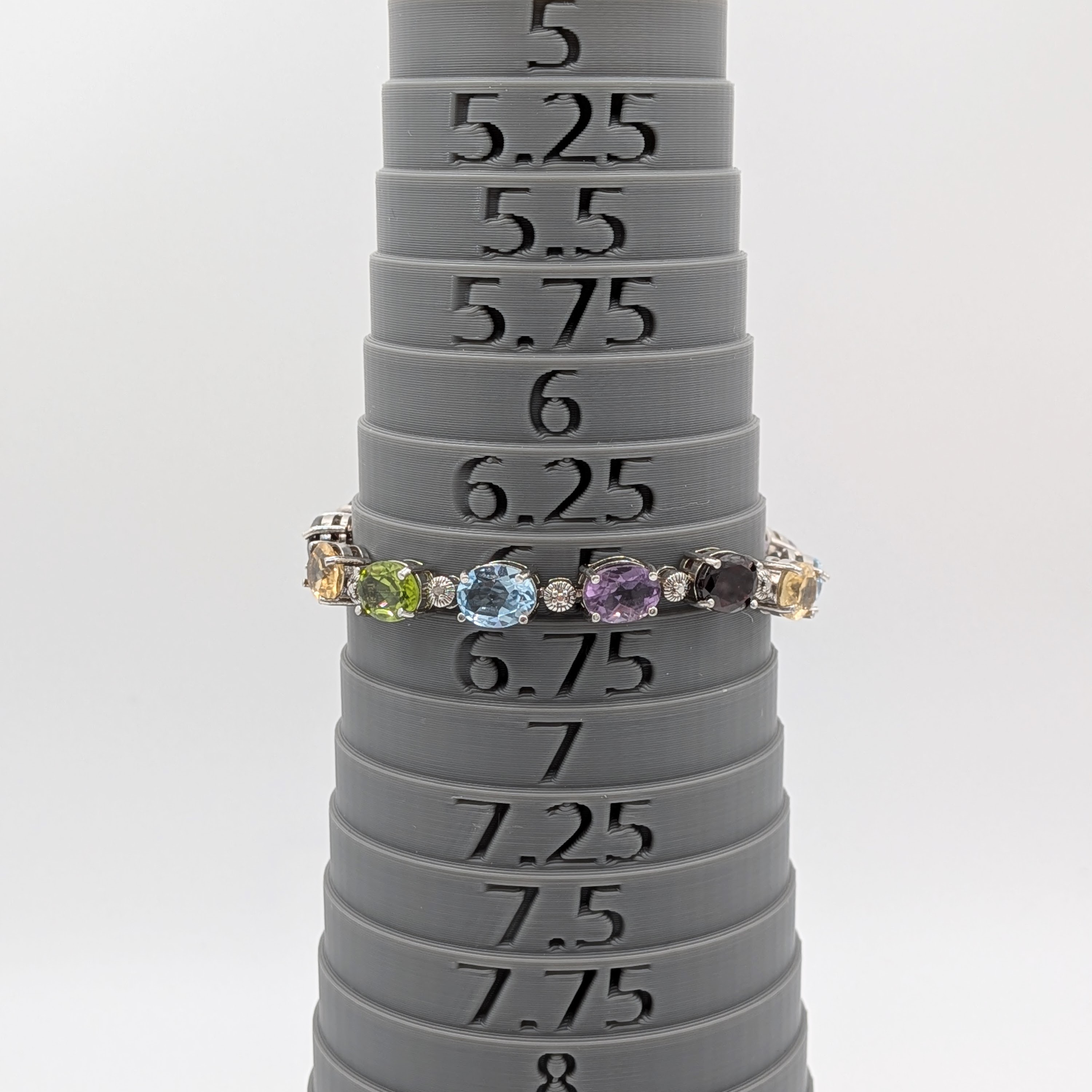 Signed Sterling Silver Oval Multi-Stone Tennis Bracelet