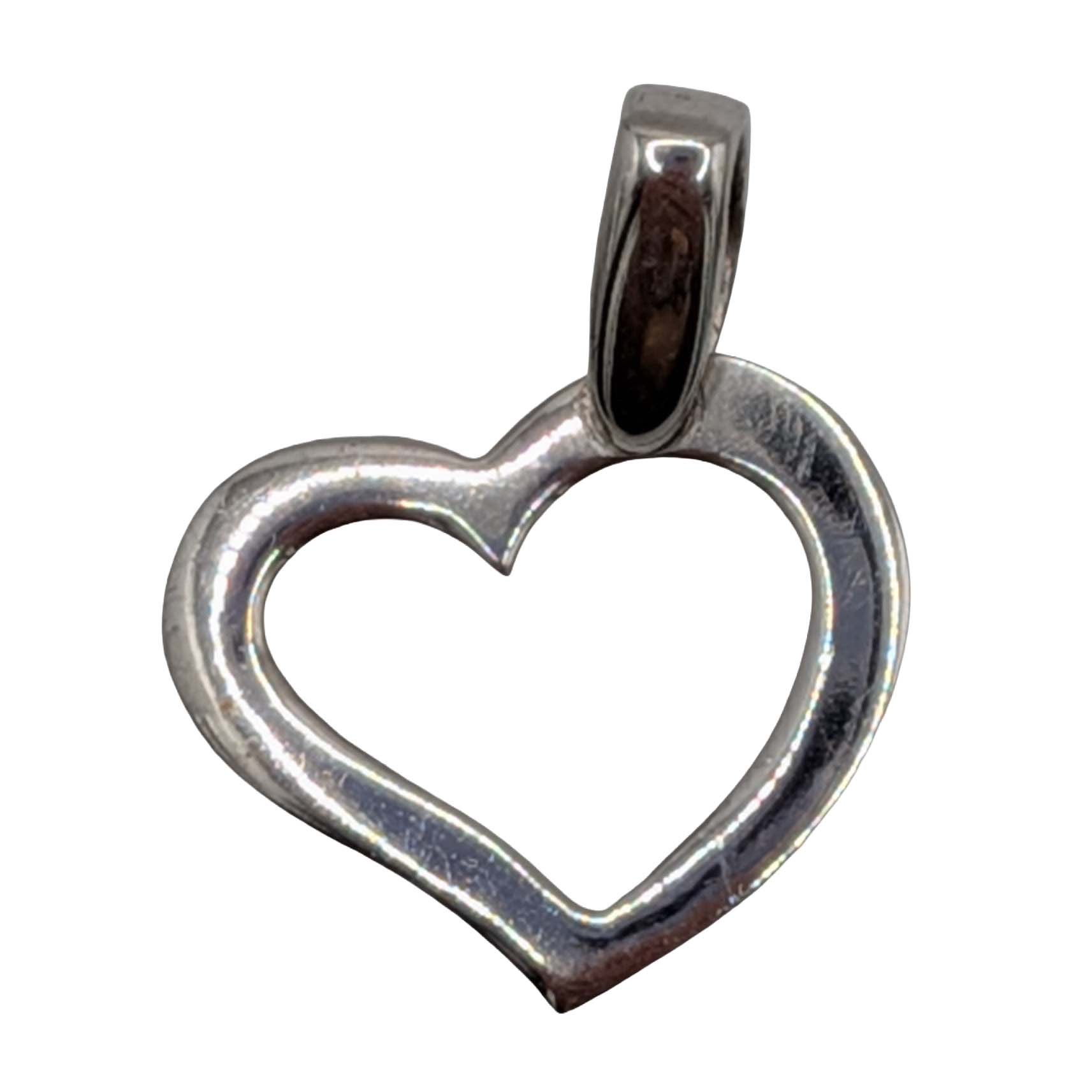 Signed Sterling Silver Rhinestone Open Heart Pendant