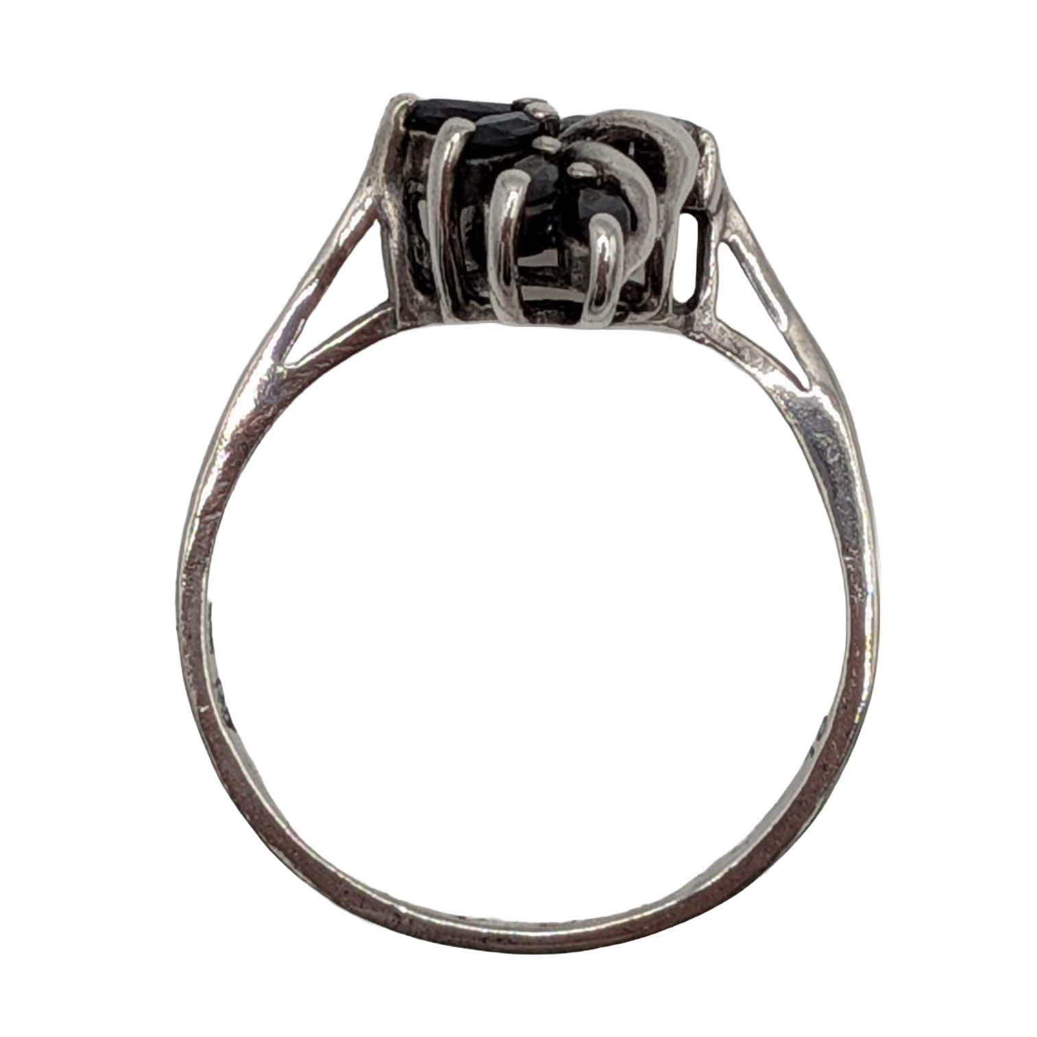 Signed Sterling Silver Sapphire CZ Leaf Ring Size 10.25