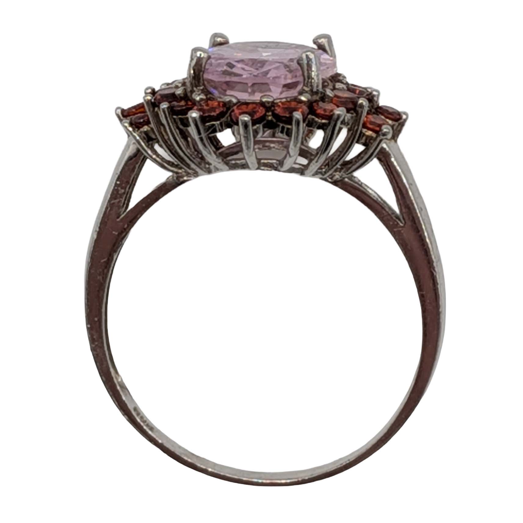 Sterling Silver Multi Colored CZ Cluster Ring Size 10.5