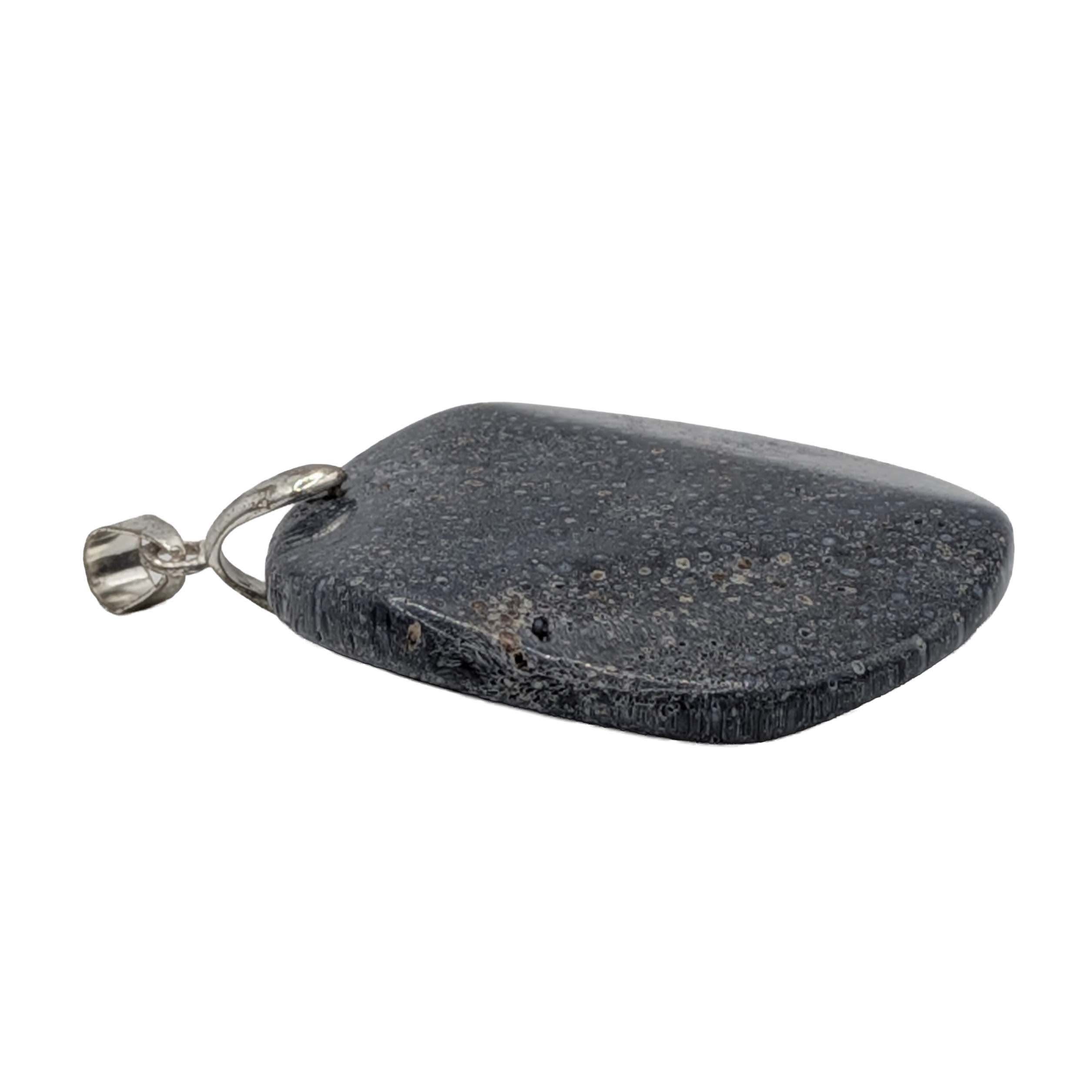 Sterling Silver Fossilized Blue Coral Carved Pendant