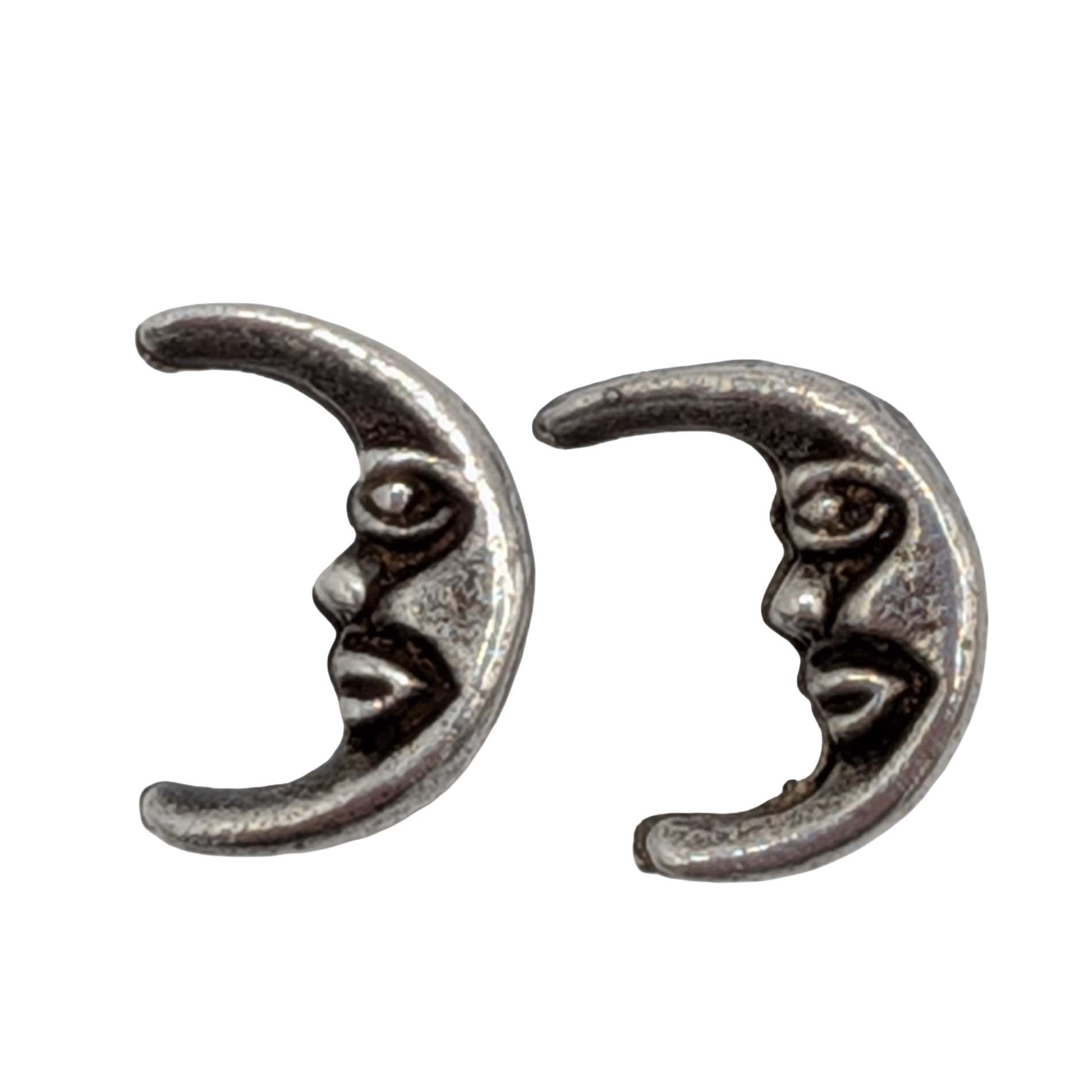 Sterling Silver Man in the Moon Stud Earrings