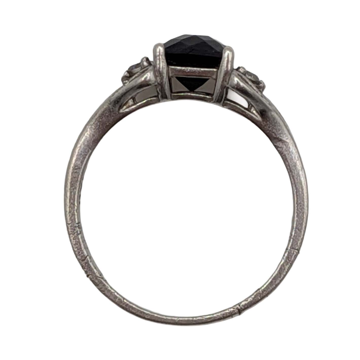 Signed Sterling Silver Sapphire CZ Cushion Cut Ring Size 9