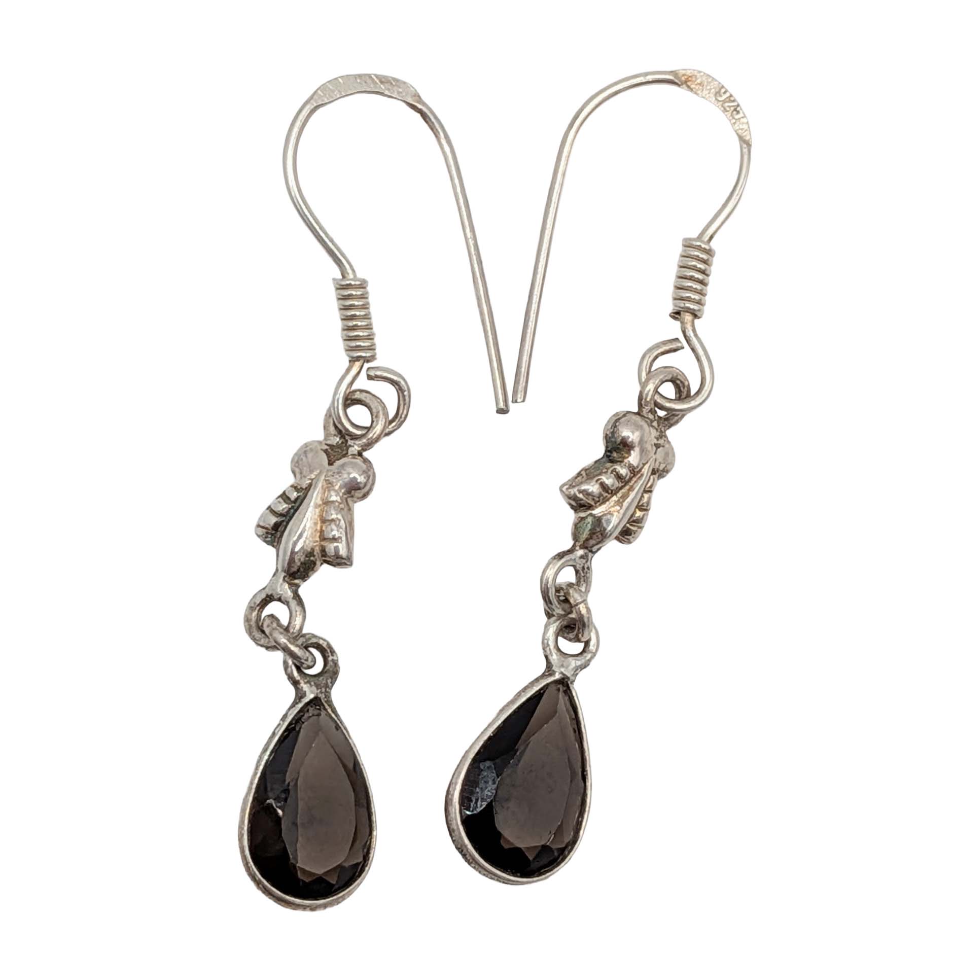 Sterling Silver Smoky Quartz Bee Dangle Earrings