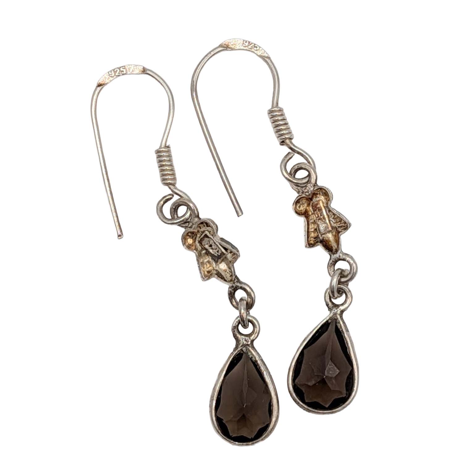 Sterling Silver Smoky Quartz Bee Dangle Earrings