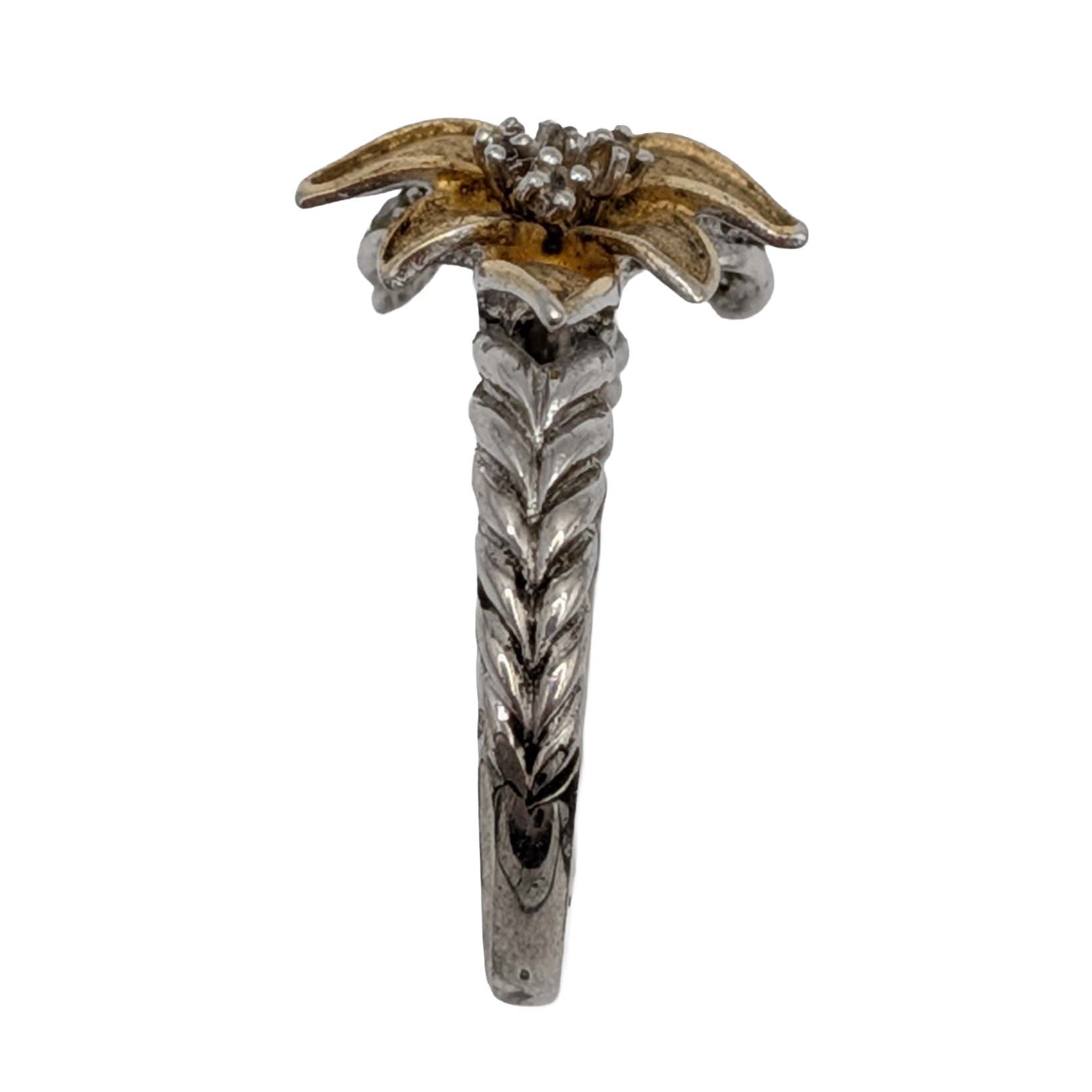 Signed Gold Over Sterling Silver Spinel Lily Chevron Ring Size 6