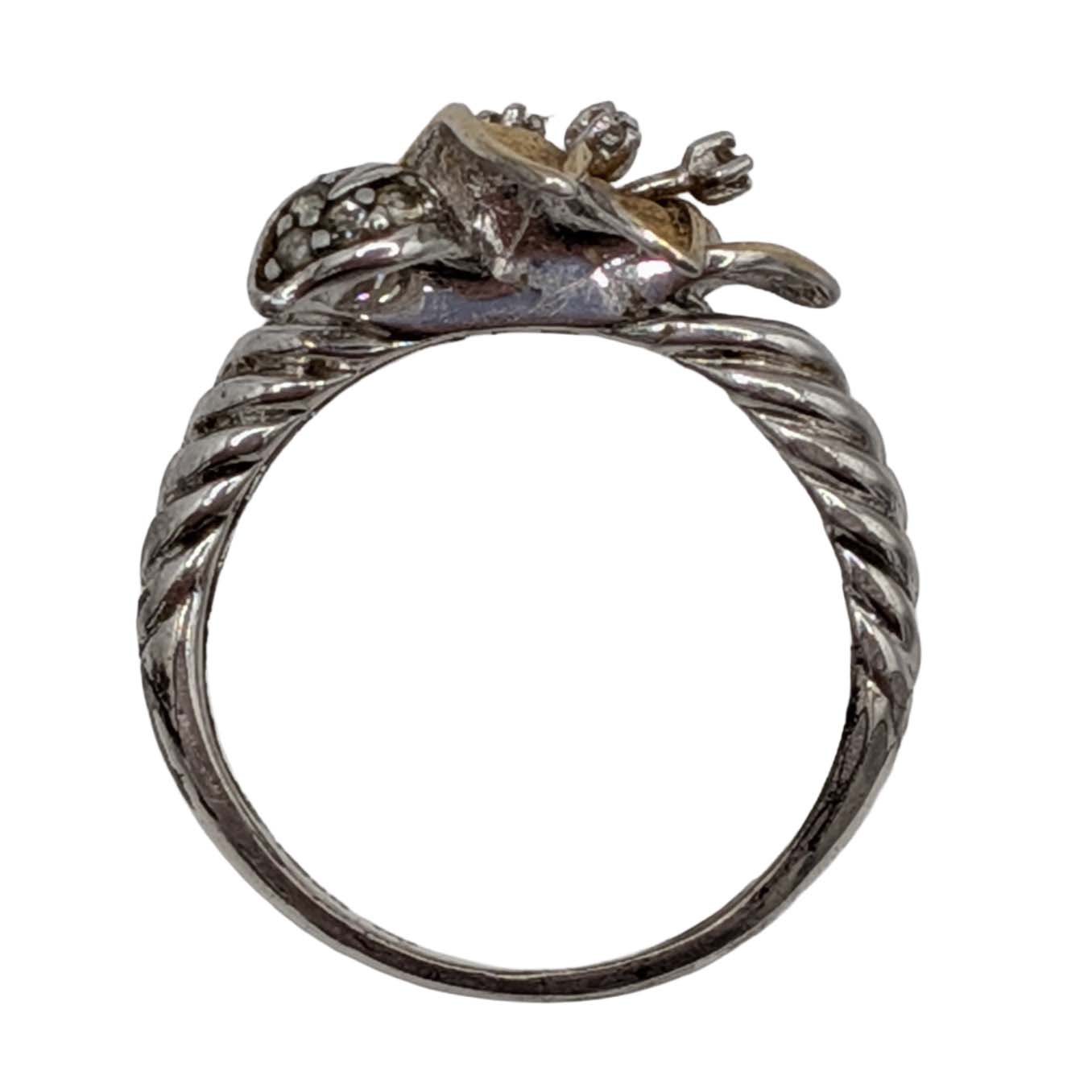 Signed Gold Over Sterling Silver Spinel Lily Chevron Ring Size 6
