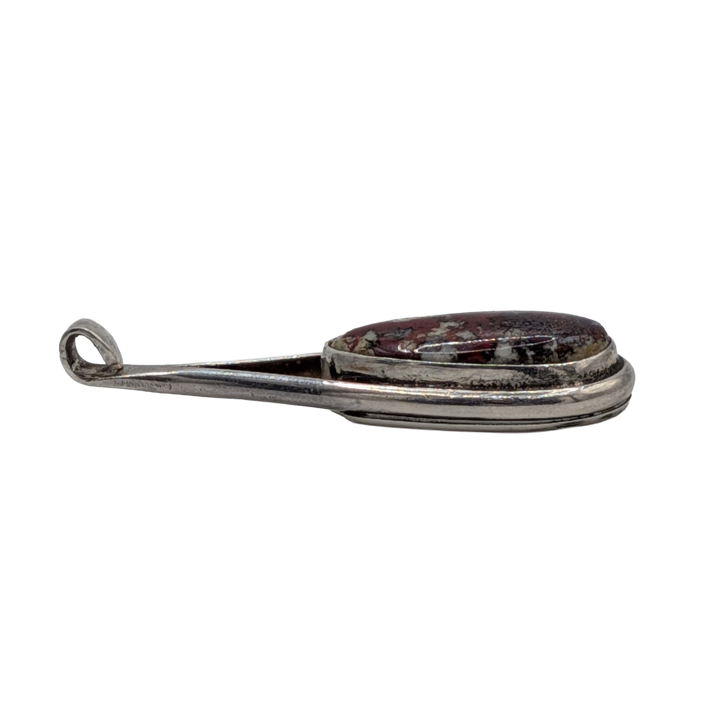 Sterling Silver Red Jasper Long Drop Pendant
